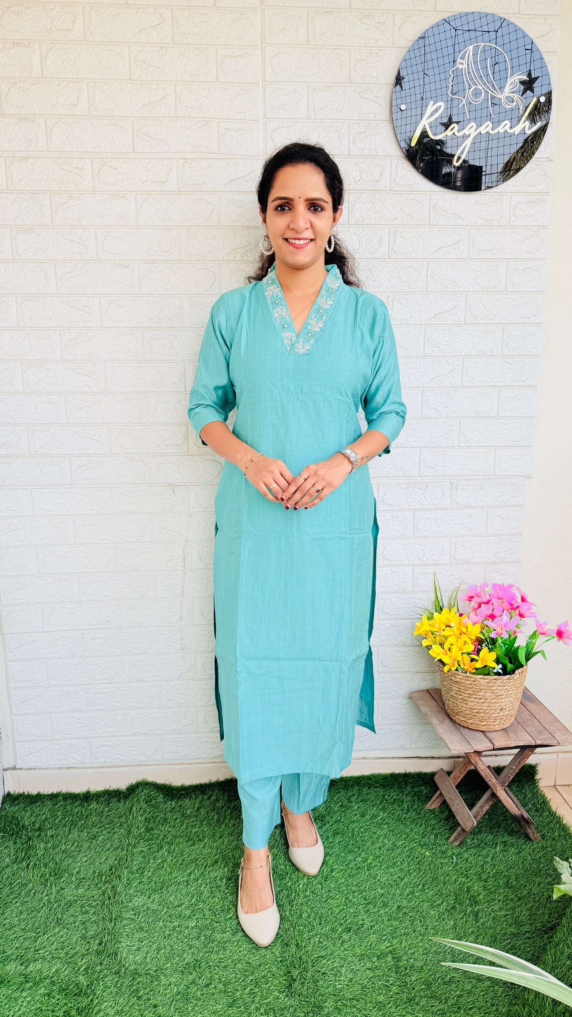 Party wear Top & Bottom Set RG823 Green