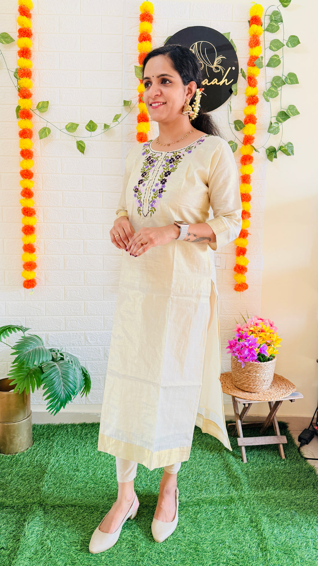 Vishu Collection Flower Embroidery