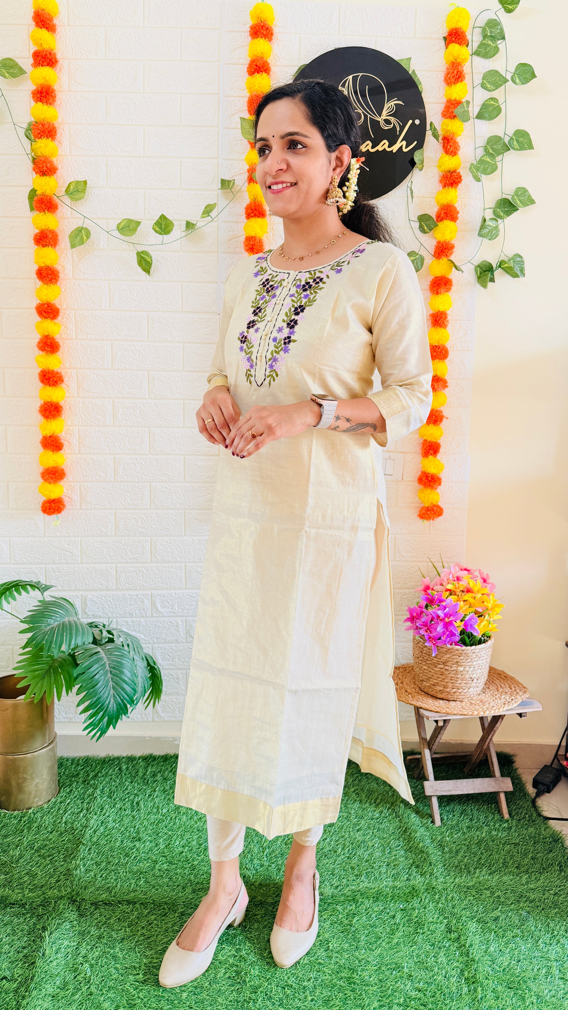 Vishu Collection Flower Embroidery