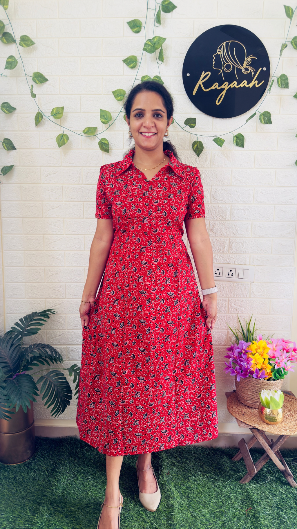 Feeding Cotton Ajrakh Frock RG899