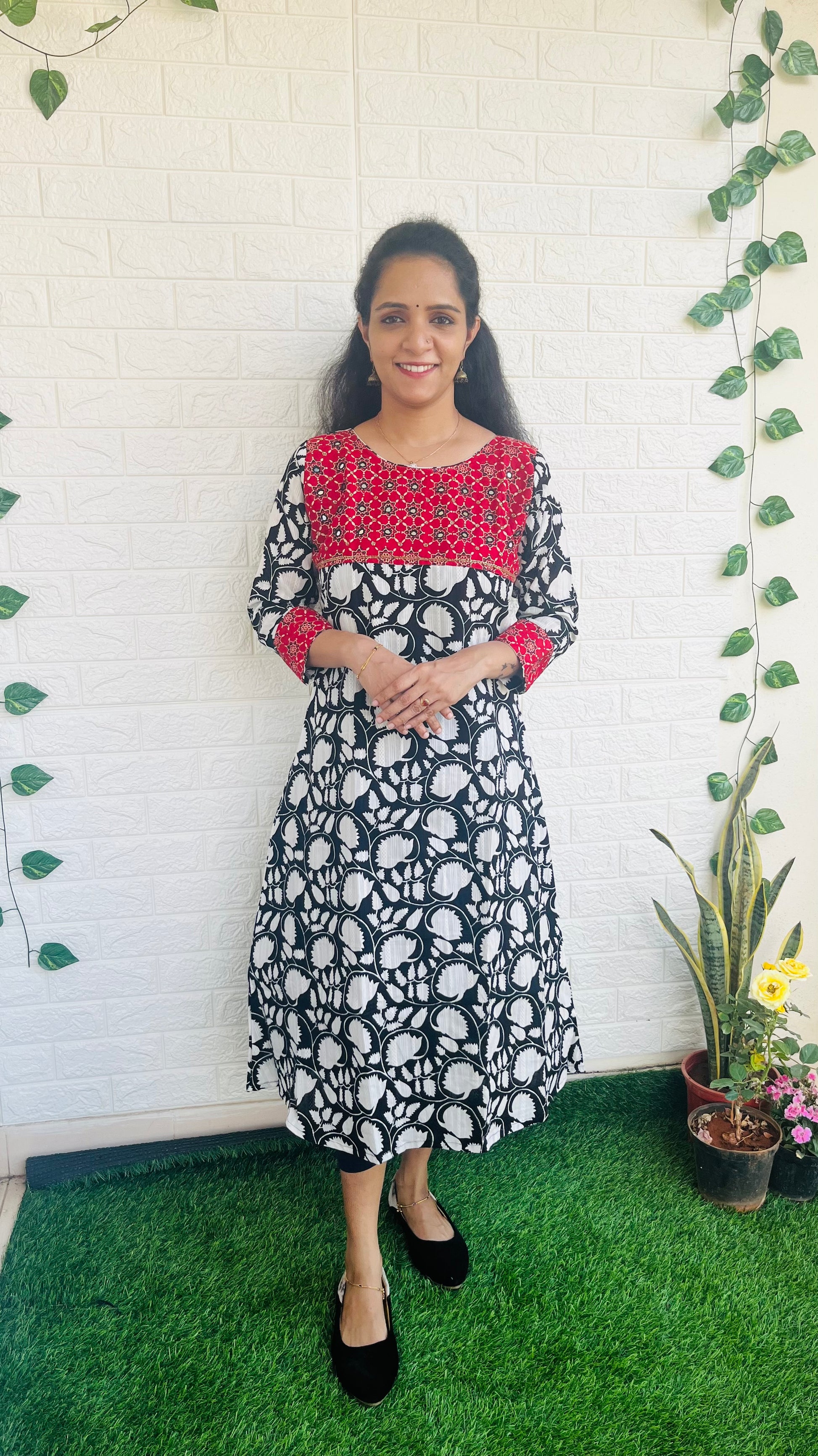 RG301 Ajrakh patch work kurti