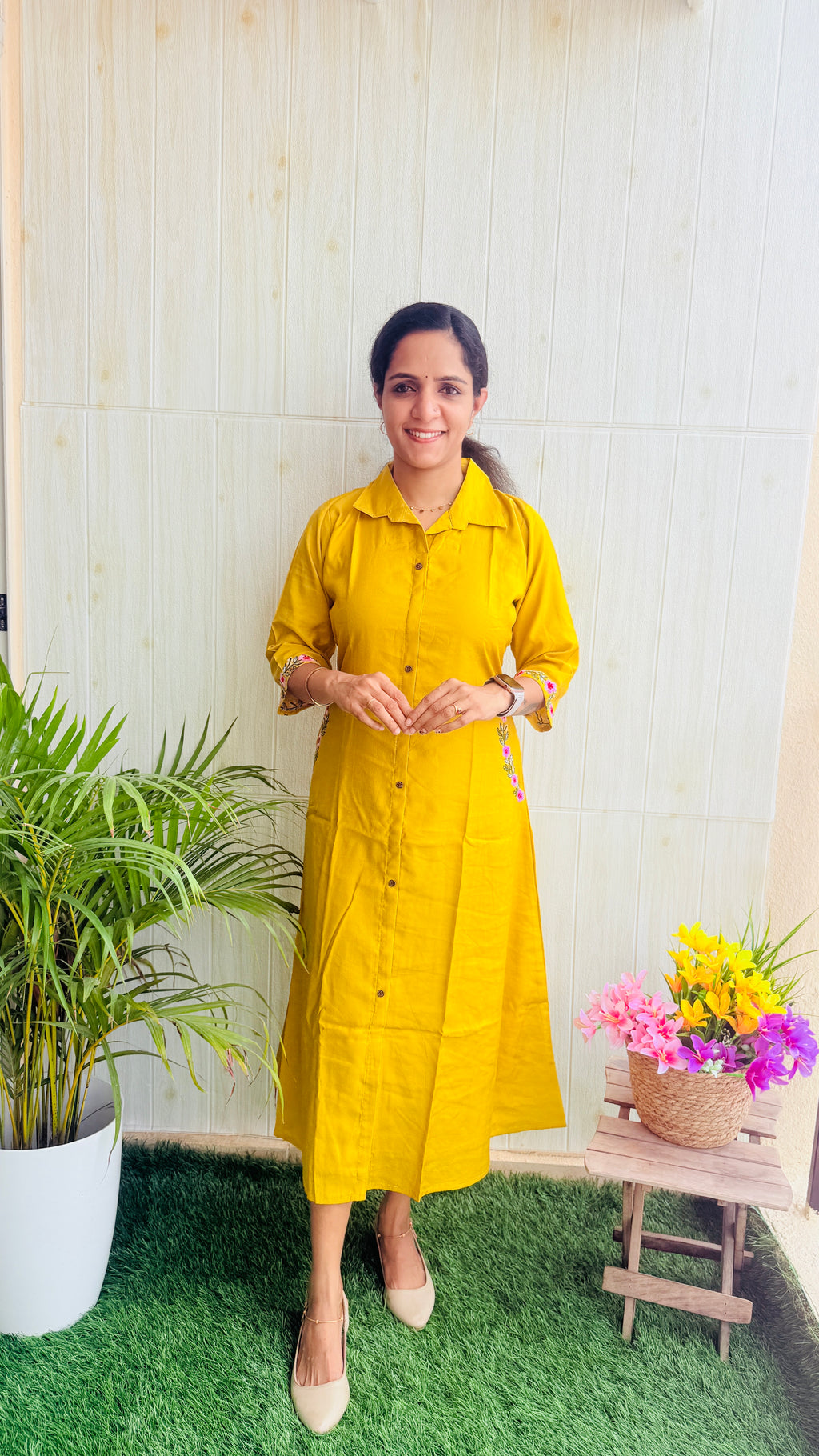 Embroidery Aline Shirt Dress RG1002