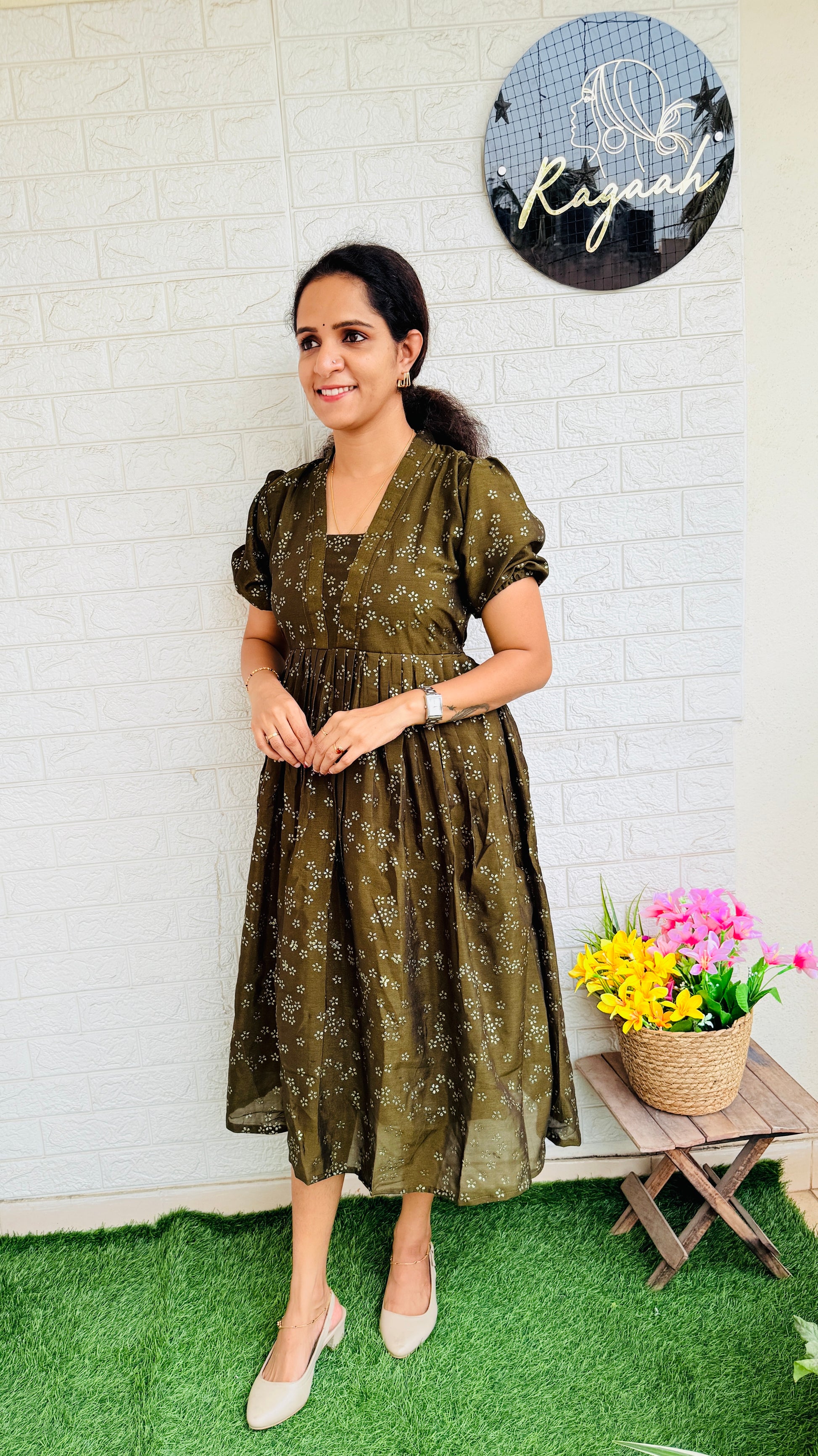 Vijithra Silk Frock RG825 Green