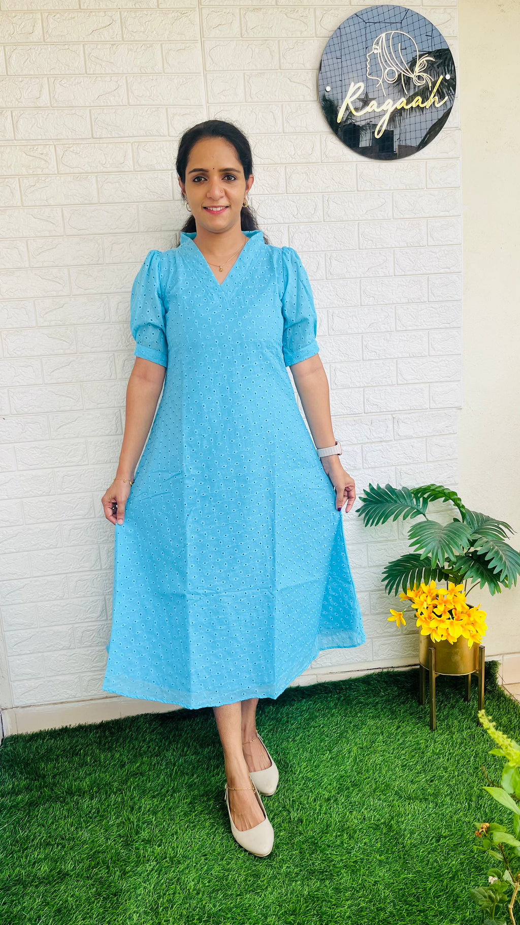 Cotton Hakoba Aline Kurti RG736 Blue