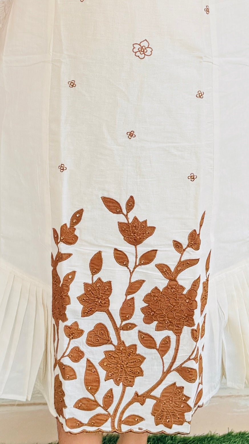 Khadi Cotton Off White Frock RG860