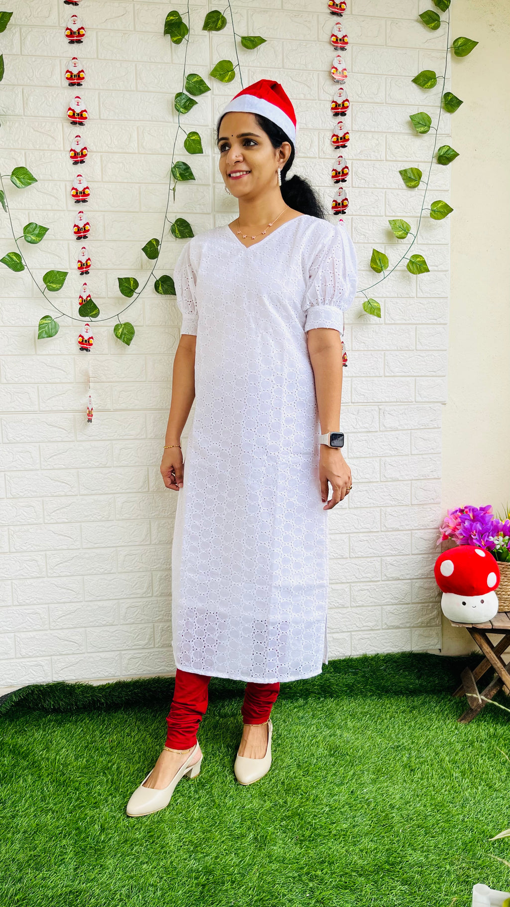Hakoba slitted kurti with puff sleeves