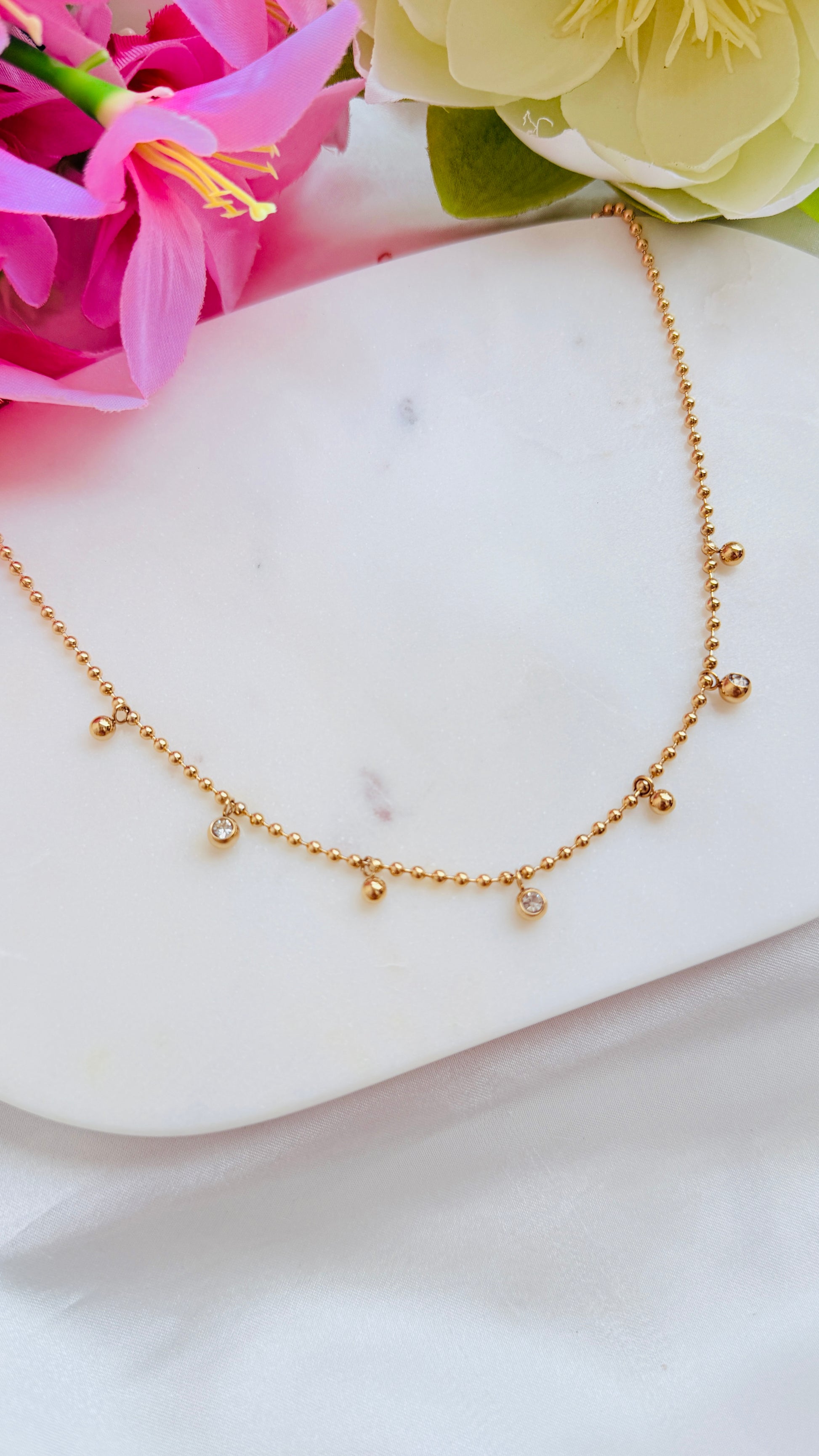 Golden Drops Anti tarnish stainless steel neck Chain RJ152