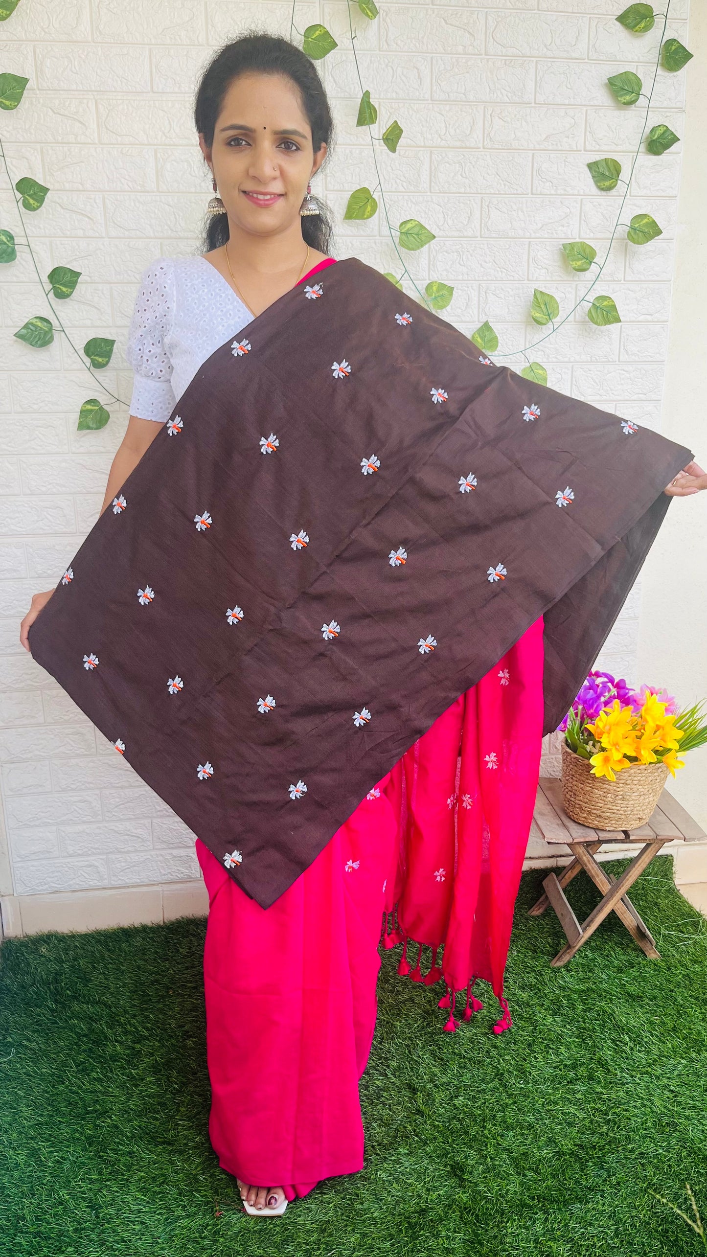 Parijatham: brown handloom saree