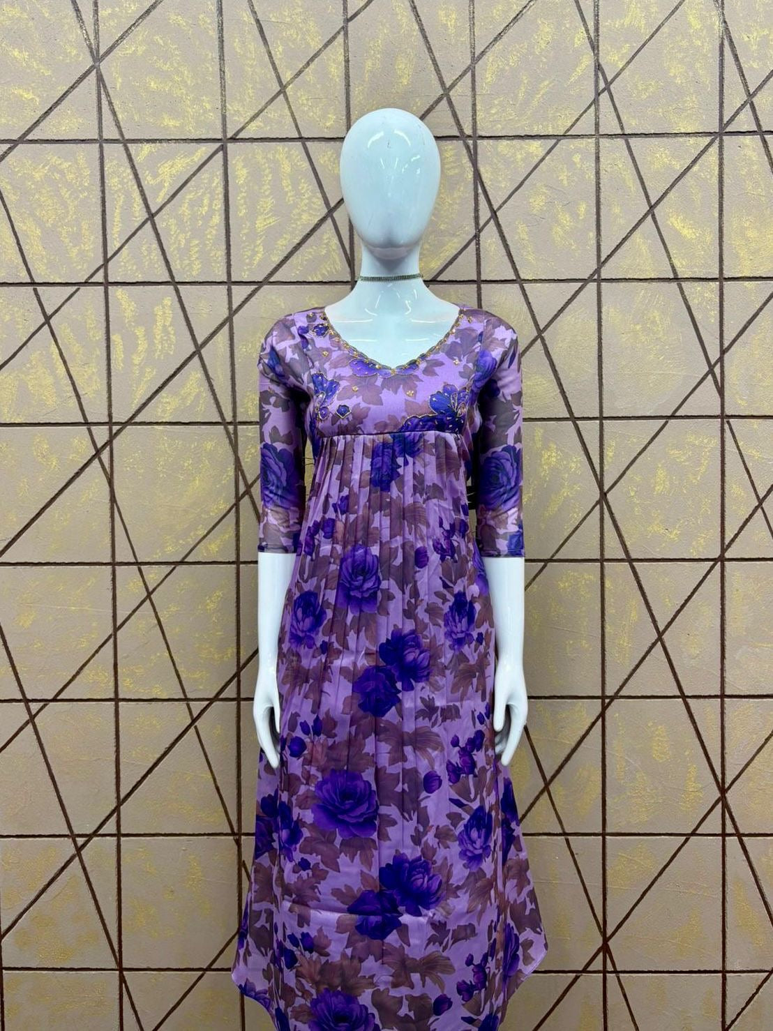 Georgette Handwork Aline Kurti RG768