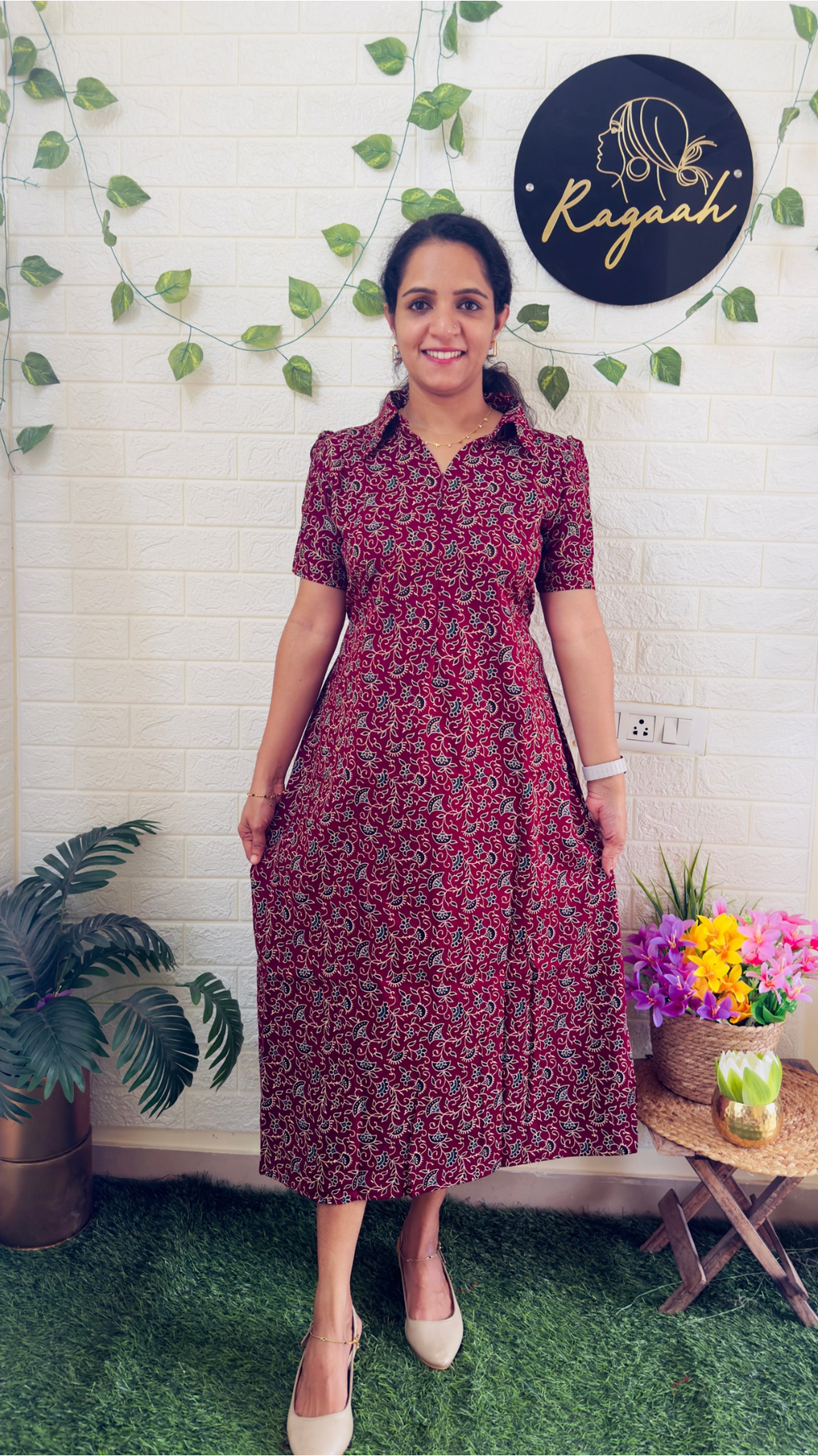 Feeding Cotton Ajrakh Frock RG899