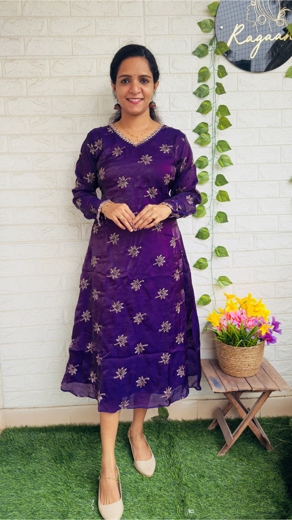 Fandi Zari Embroidery Work Kurti Purple RG894