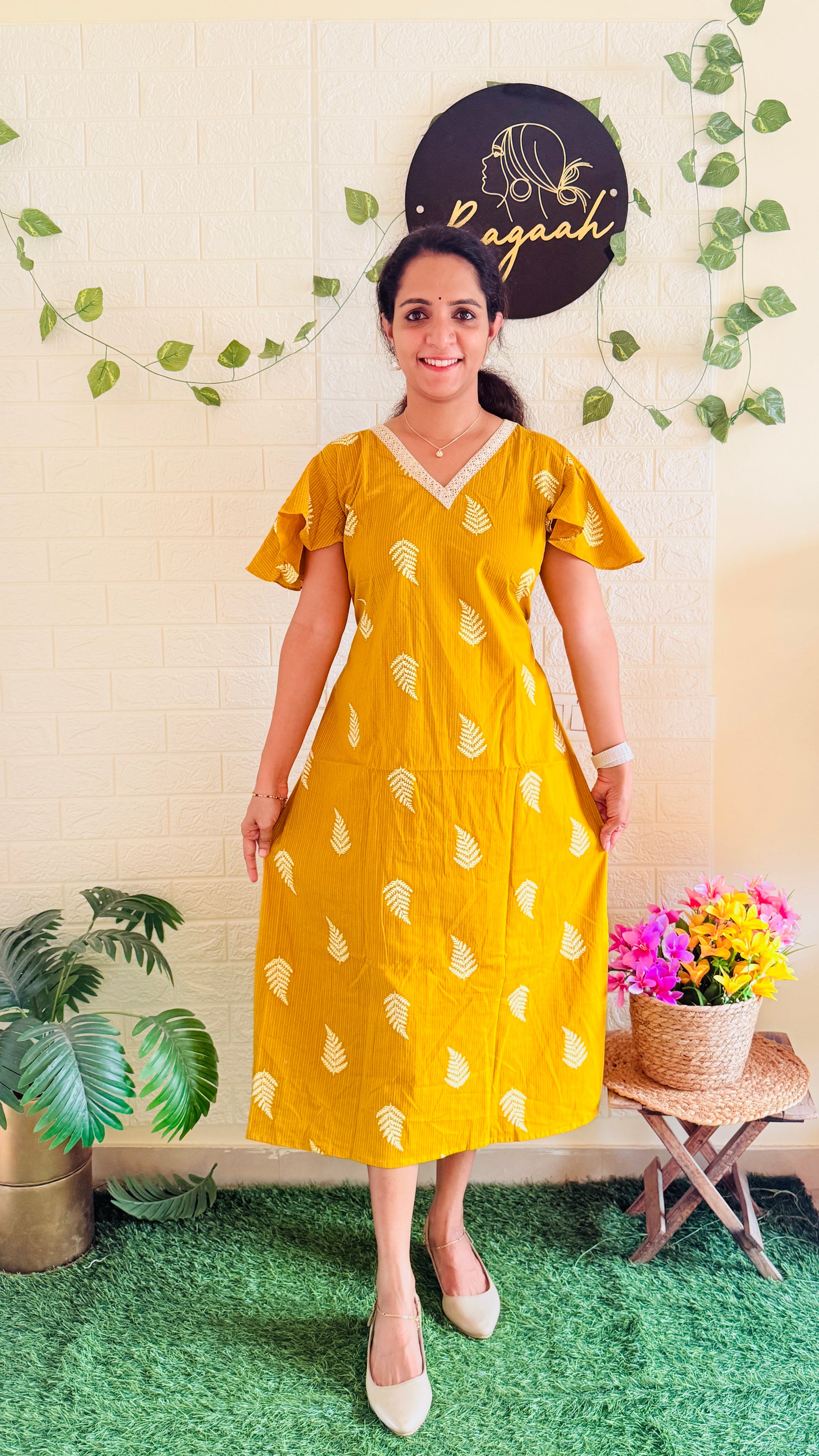 Cotton Frock With Umbrella Sleeves RG912