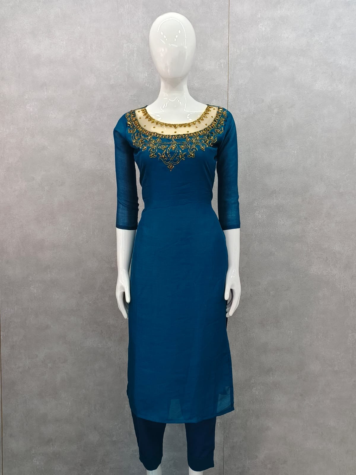 Party wear Top & Bottom Set RG822 Peacock Blue