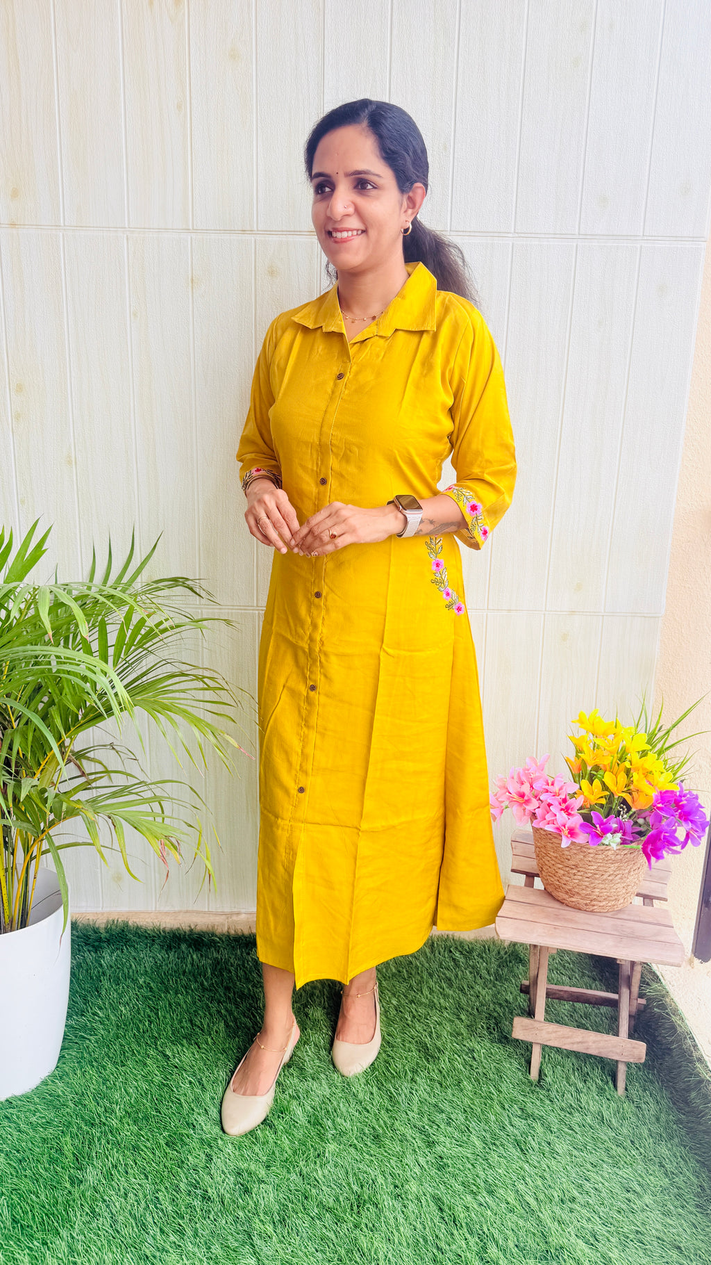 Embroidery Aline Shirt Dress RG1002