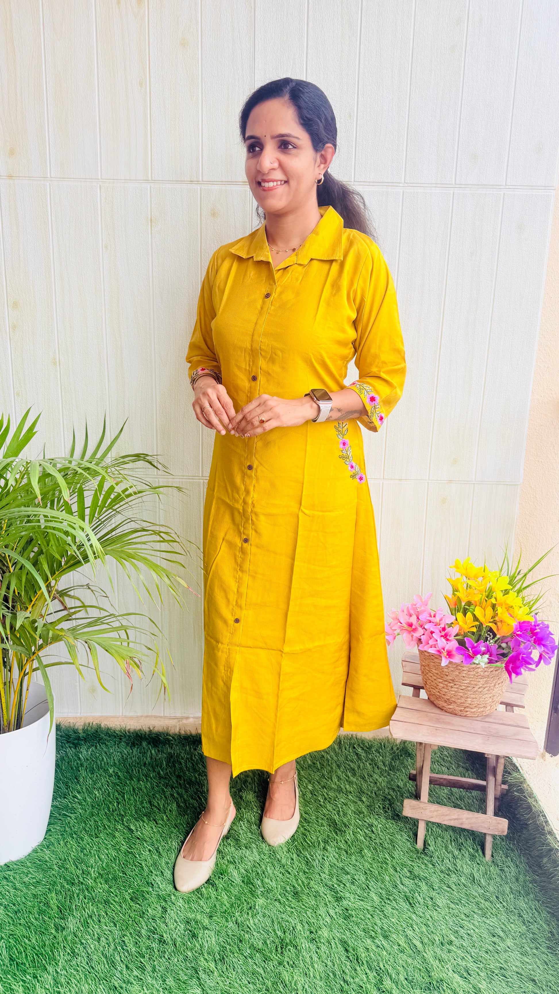 Embroidery Aline Shirt Dress RG1002
