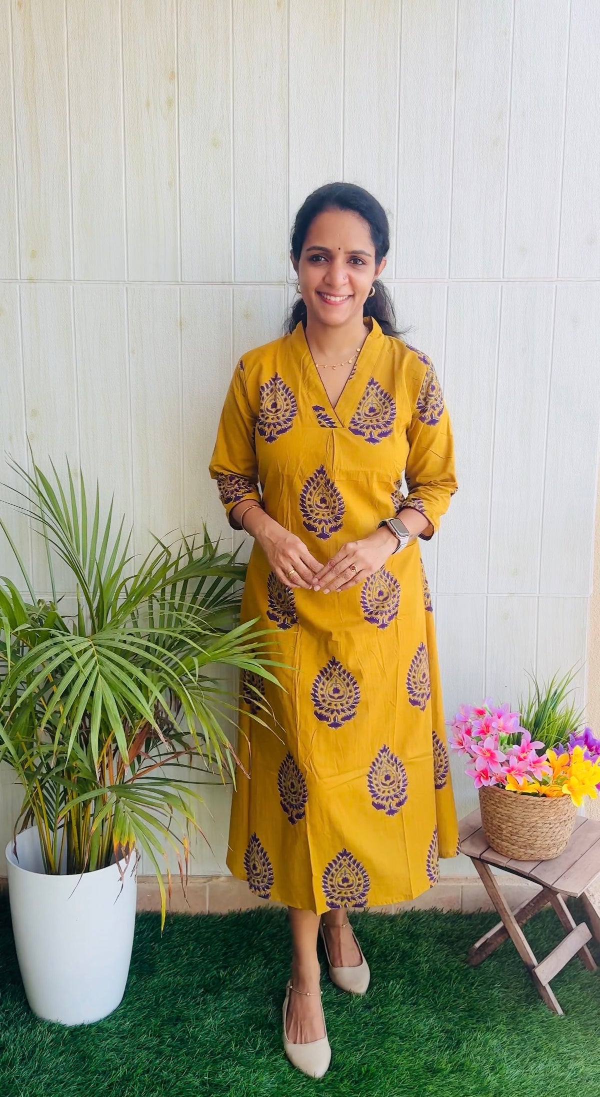 Cotton Printed Aline Kurti RG1007
