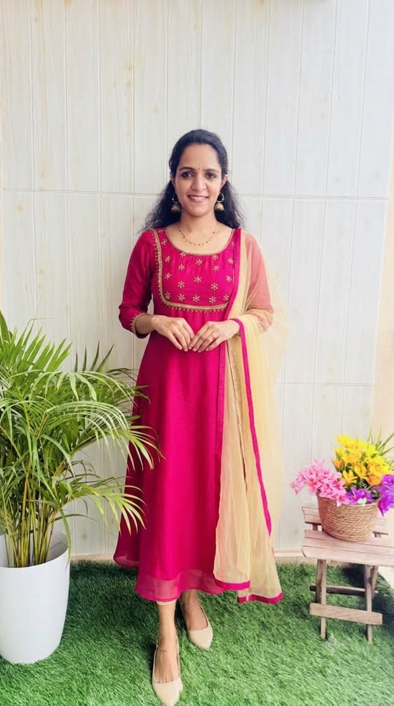 Party Wear Vijitra Silk Aline Kurti + Dupatta Set RG1011