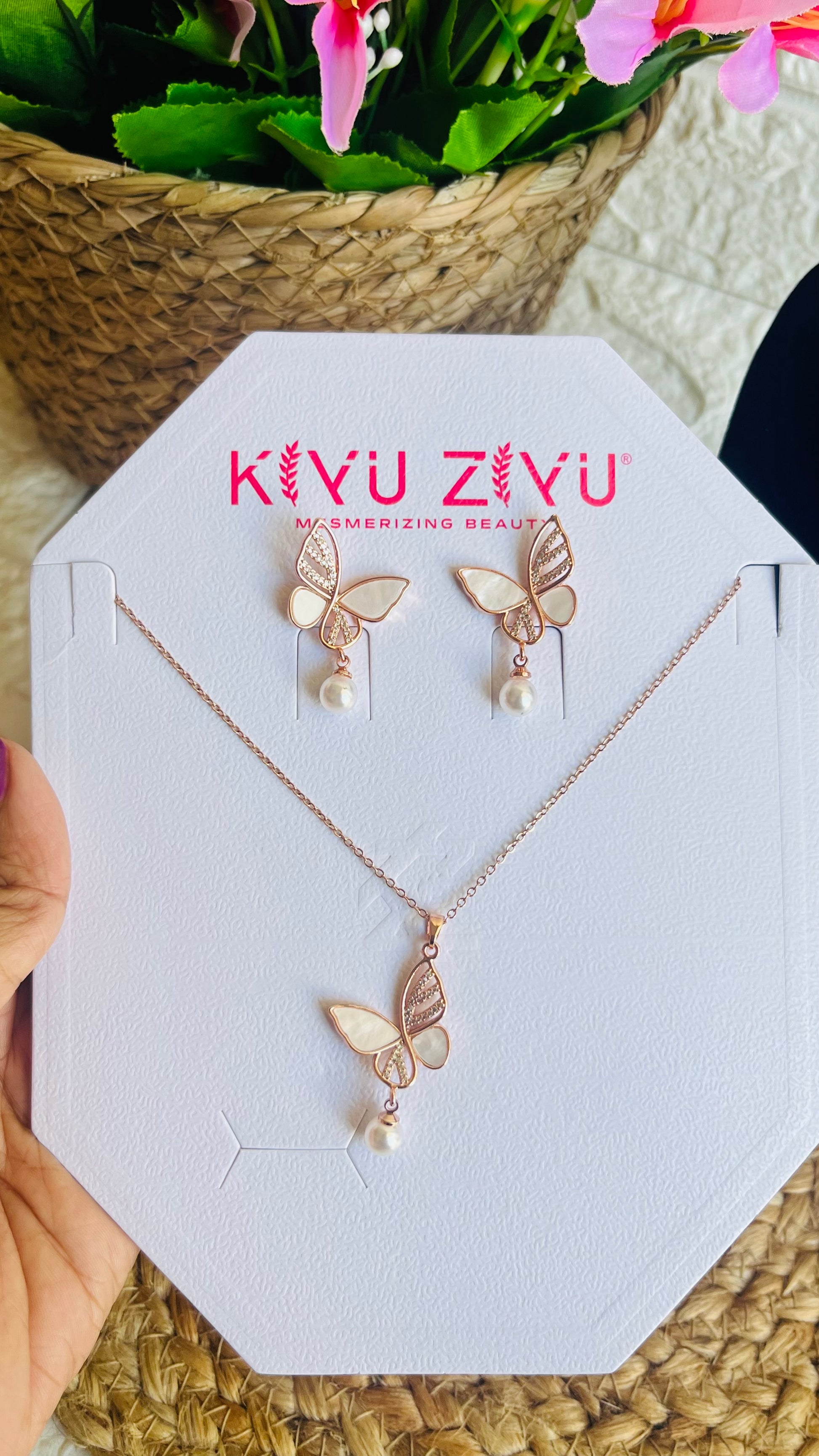 Rose Golden butterfly Necklace Set RGJ26
