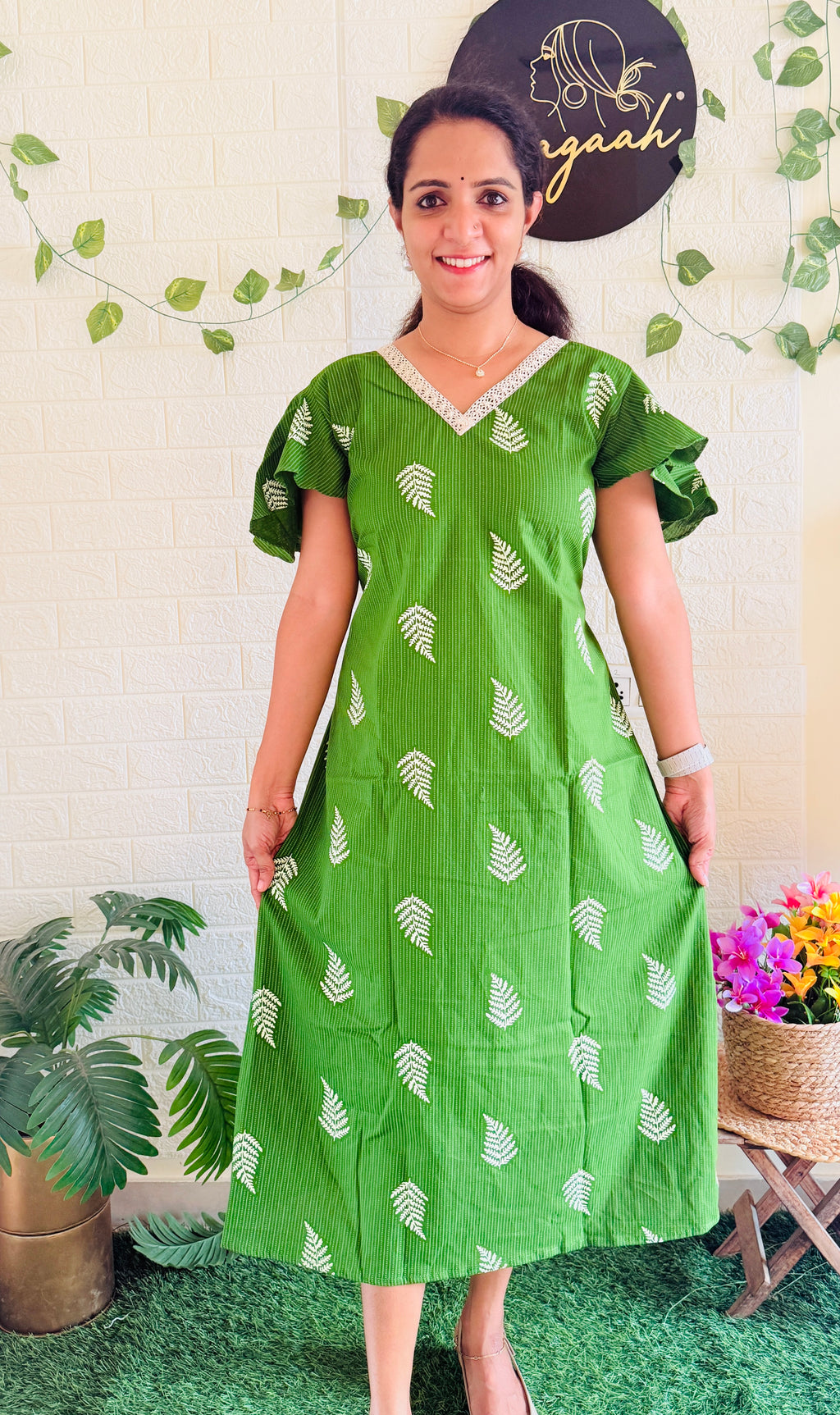 Cotton Frock With Umbrella Sleeves RG912