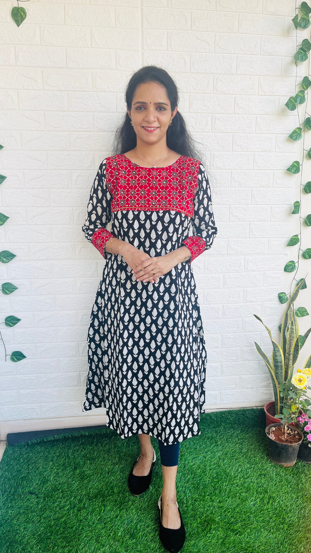 RG301 Ajrakh patch work kurti