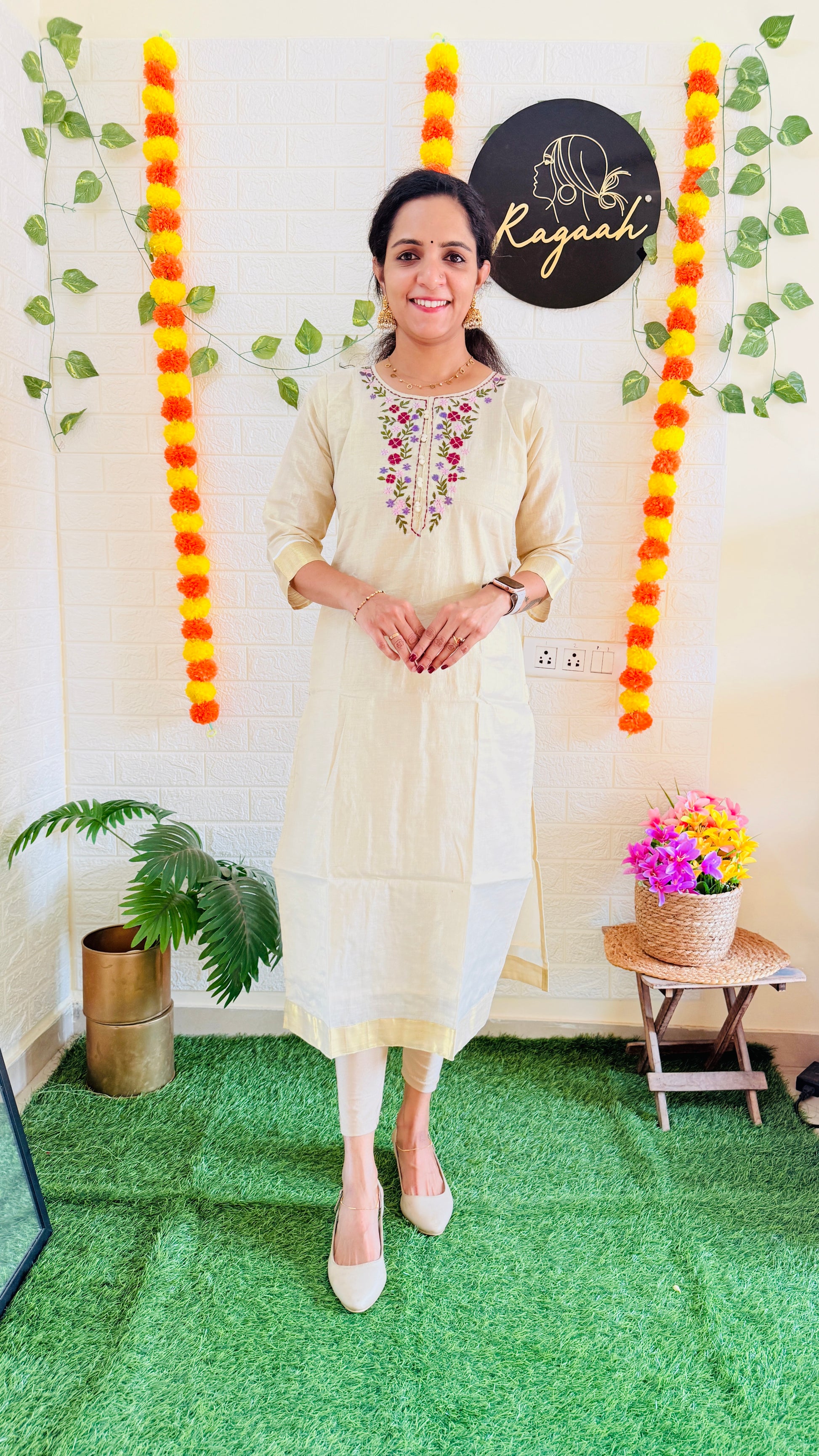 Vishu Collection Flower Embroidery