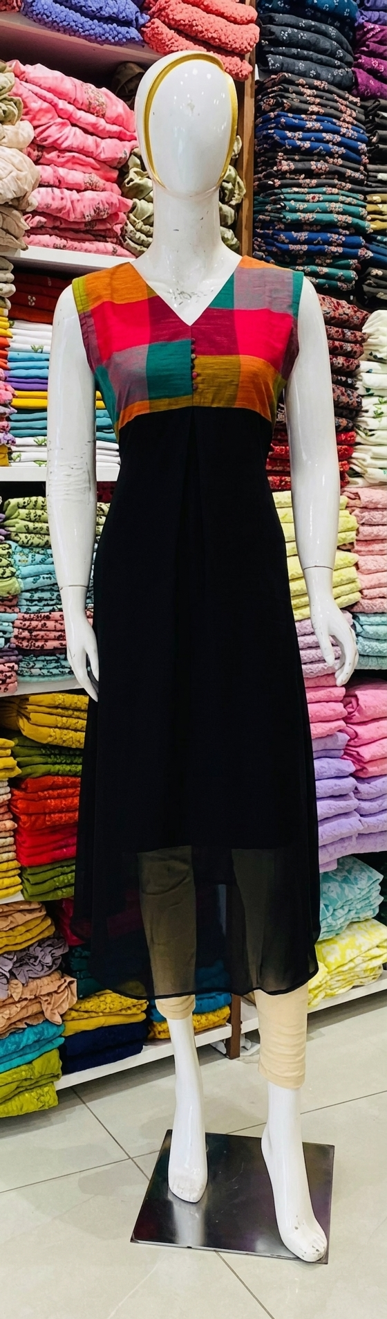 Georgette Madras Kattam Frock RG1008