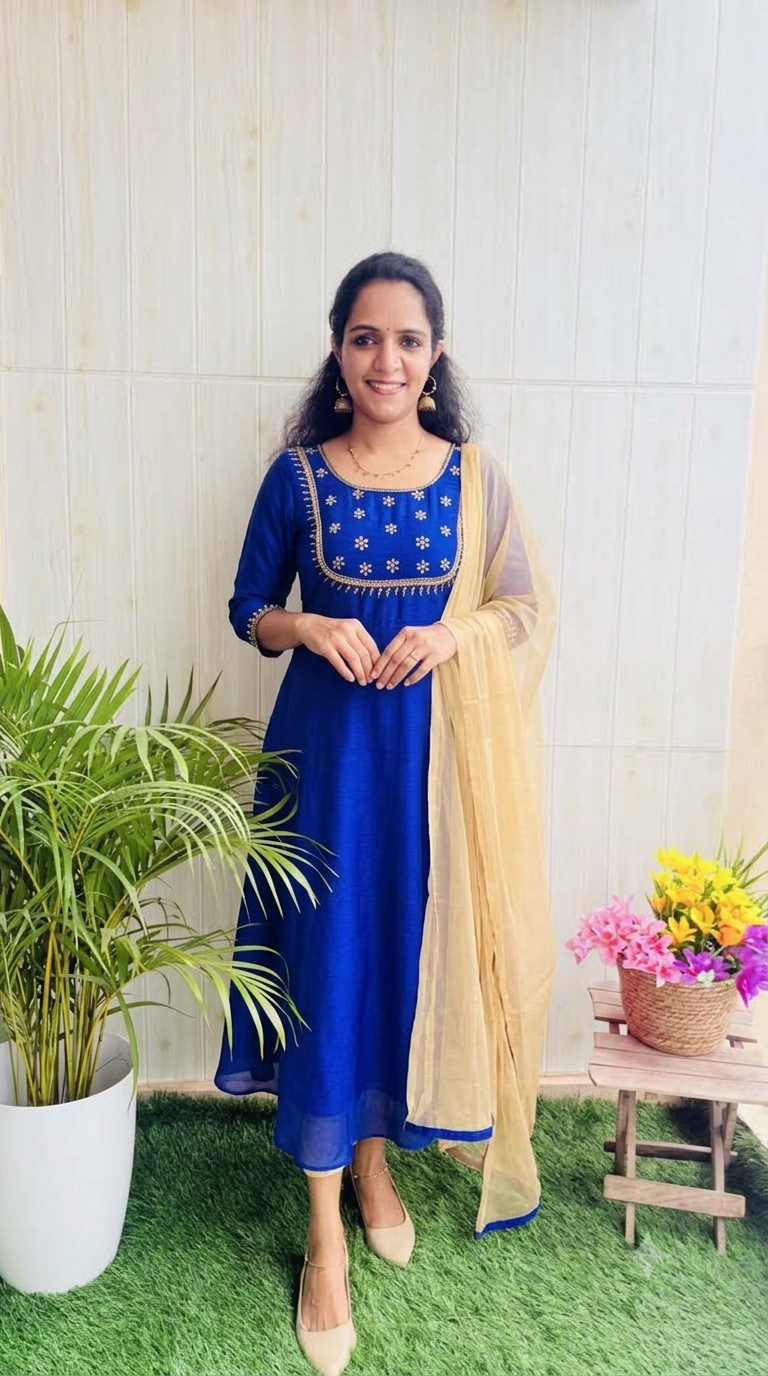 Party Wear Vijitra Silk Aline Kurti + Dupatta Set RG1011