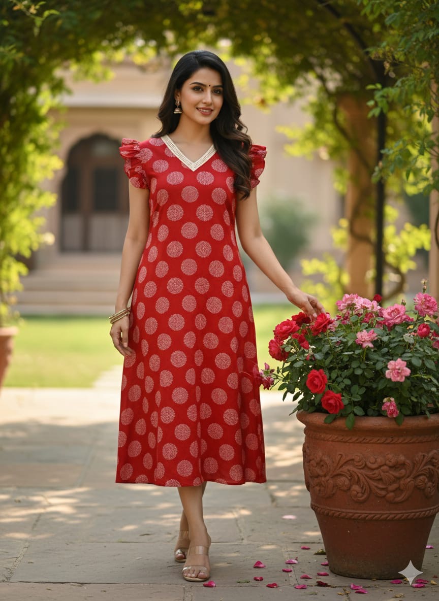 Cotton Ajrakh Frock RG870