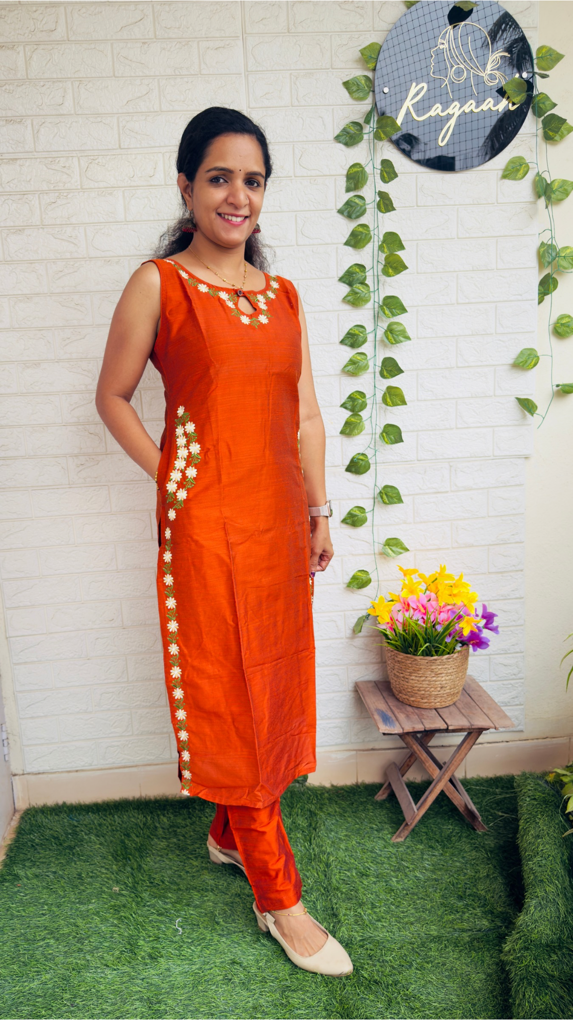 Beautiful Slub Cotton Cord Set Orange RG885