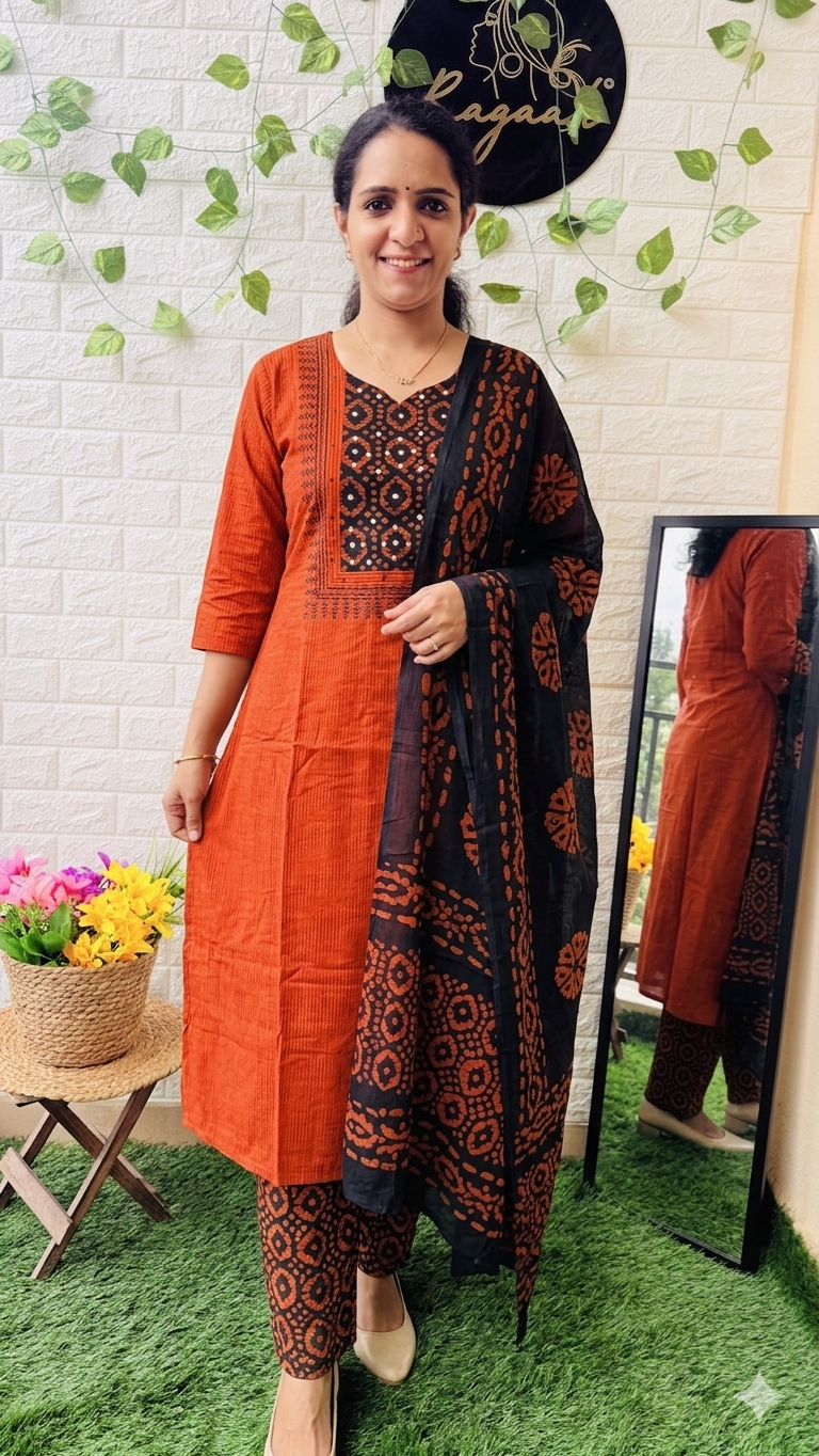 Kantha Cotton Stiched 3pc set RG467