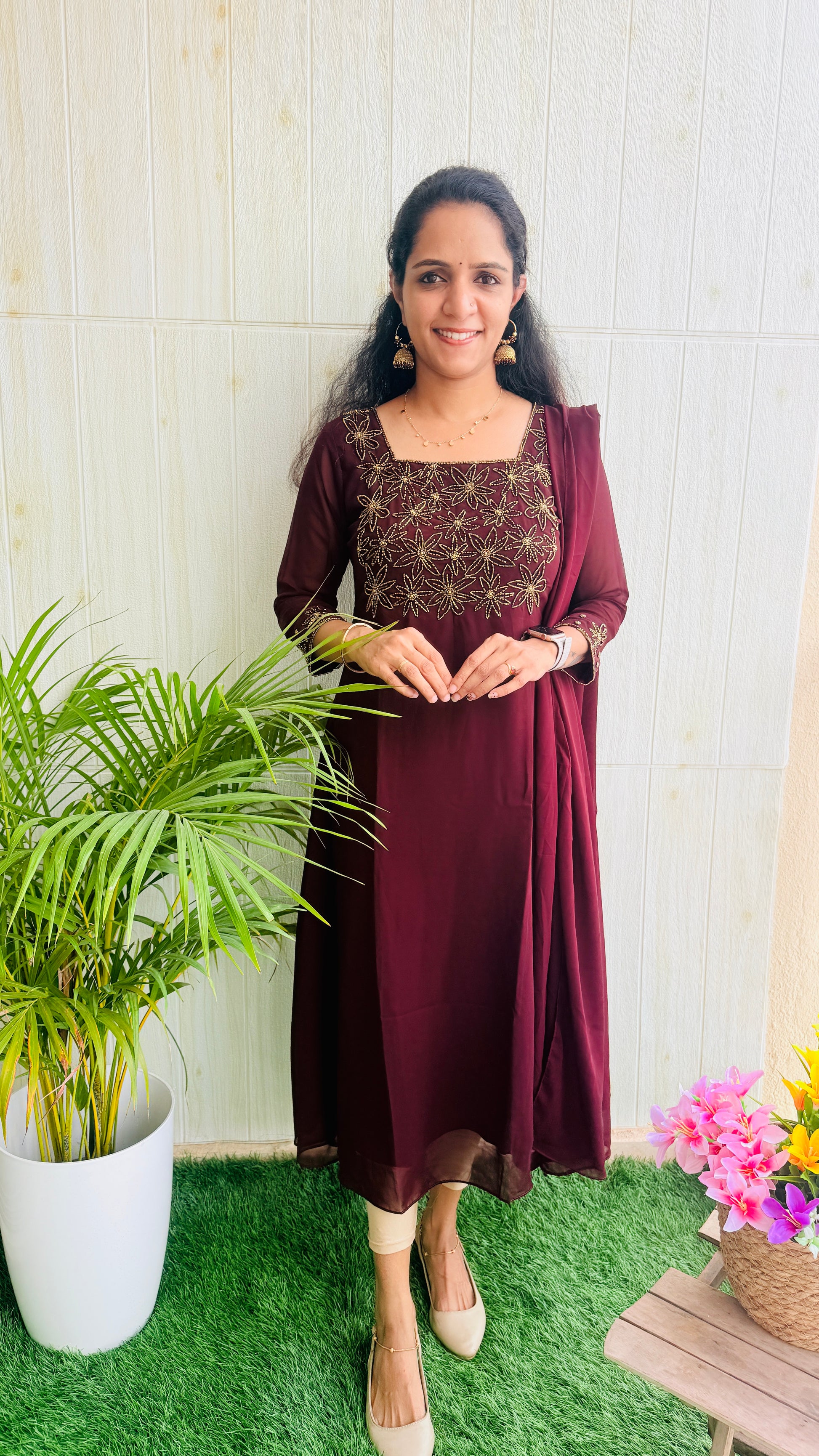 Party Wear Georgette Aline Kurti + Dupatta Set RG996