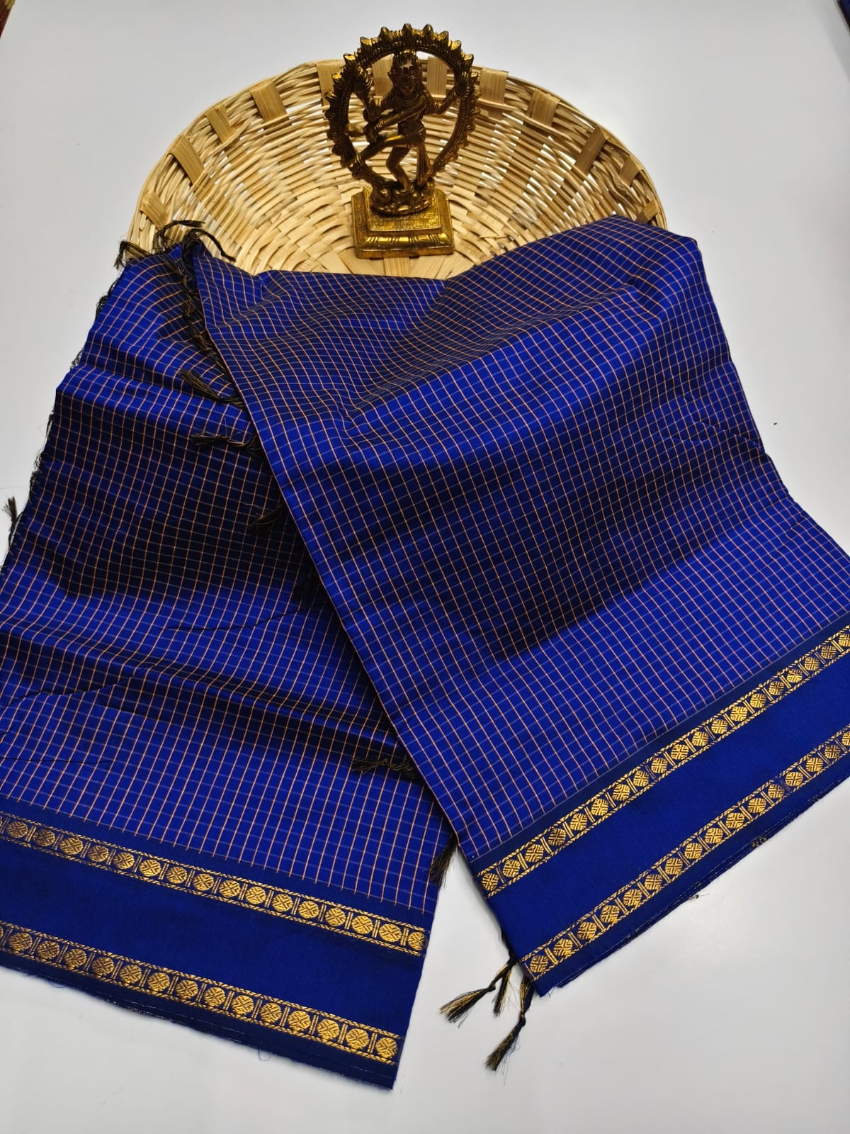 Kalyani Checked Cotton Saree RG1000 Rani Pink