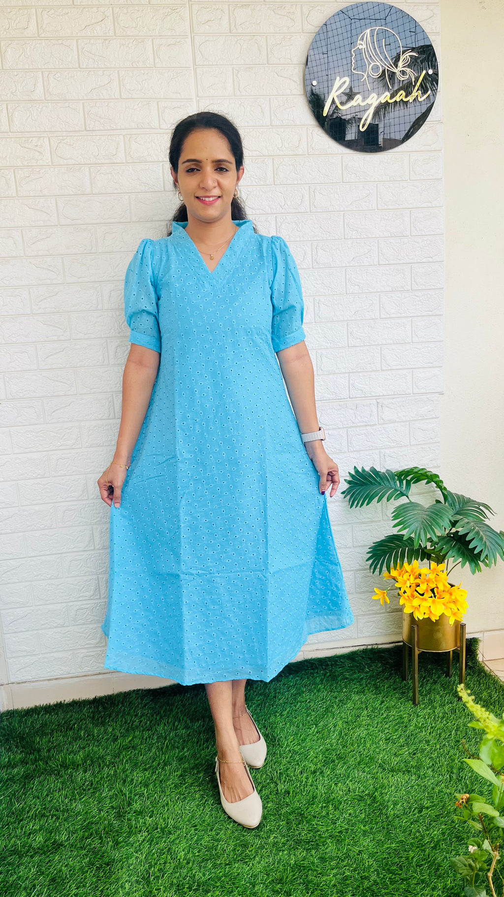 Cotton Hakoba Aline Kurti RG736 Blue