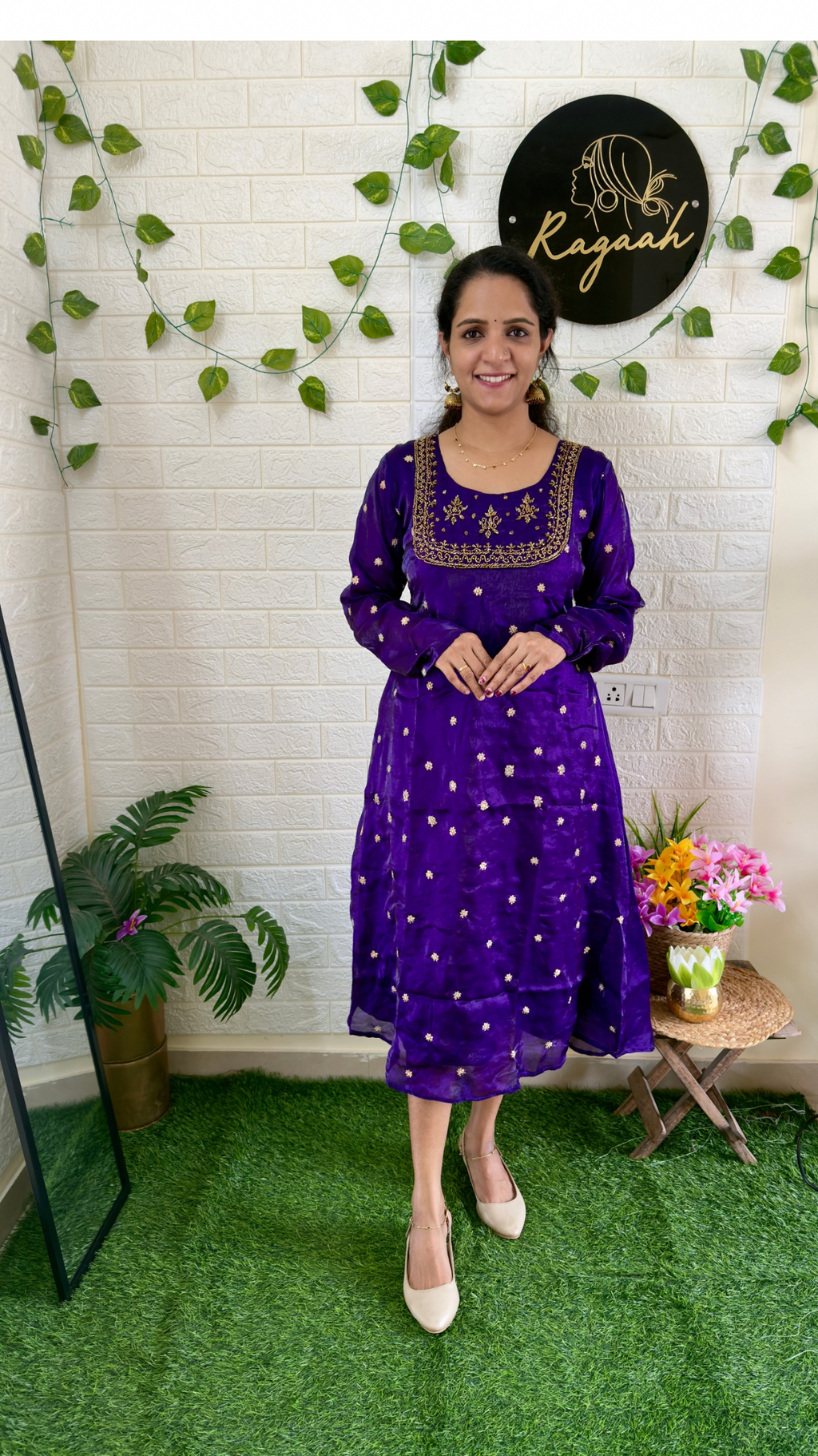 Fandy Fabric party wear Aline Kurti RG900 Violet