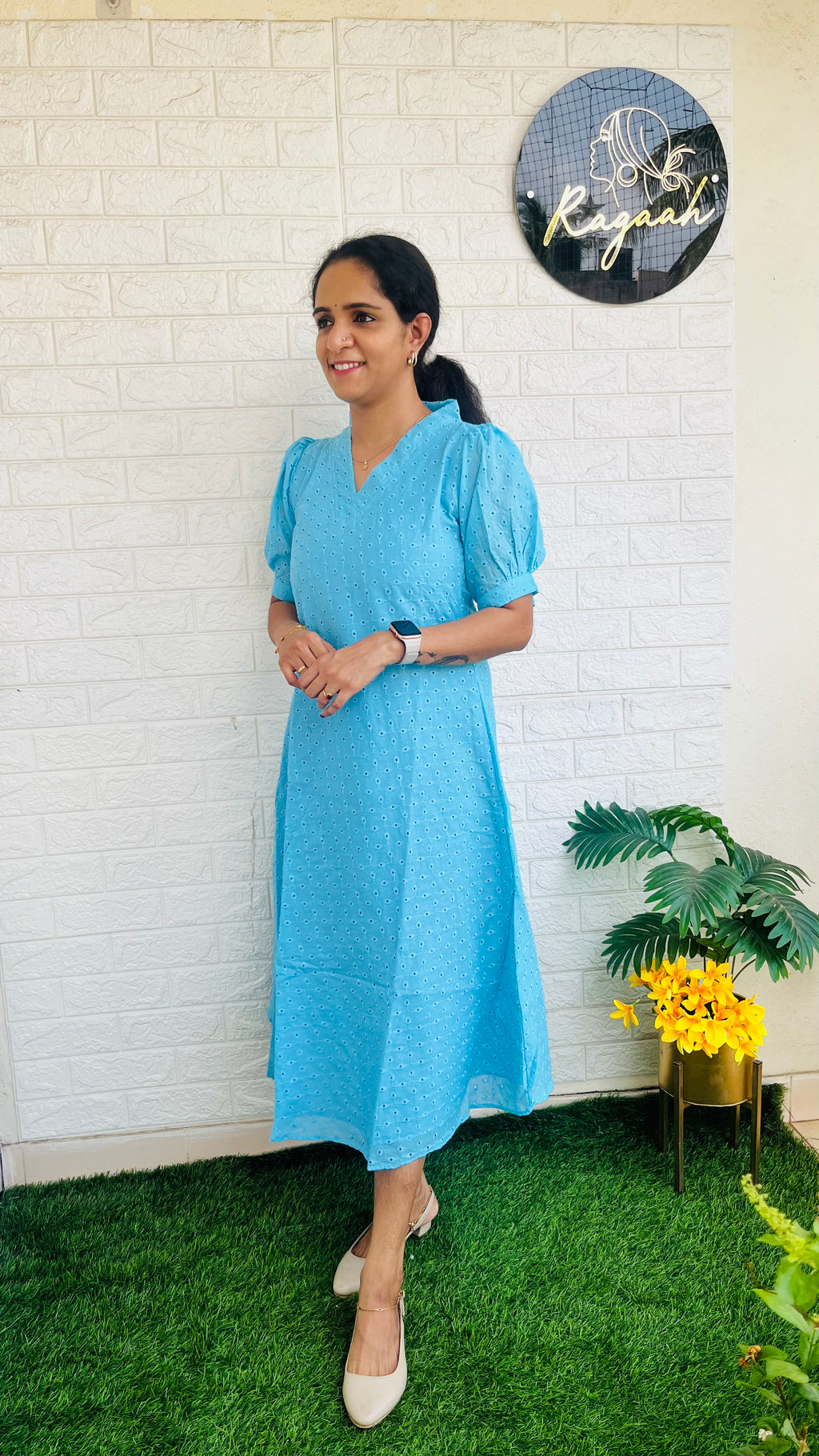 Cotton Hakoba Aline Kurti RG736 Blue