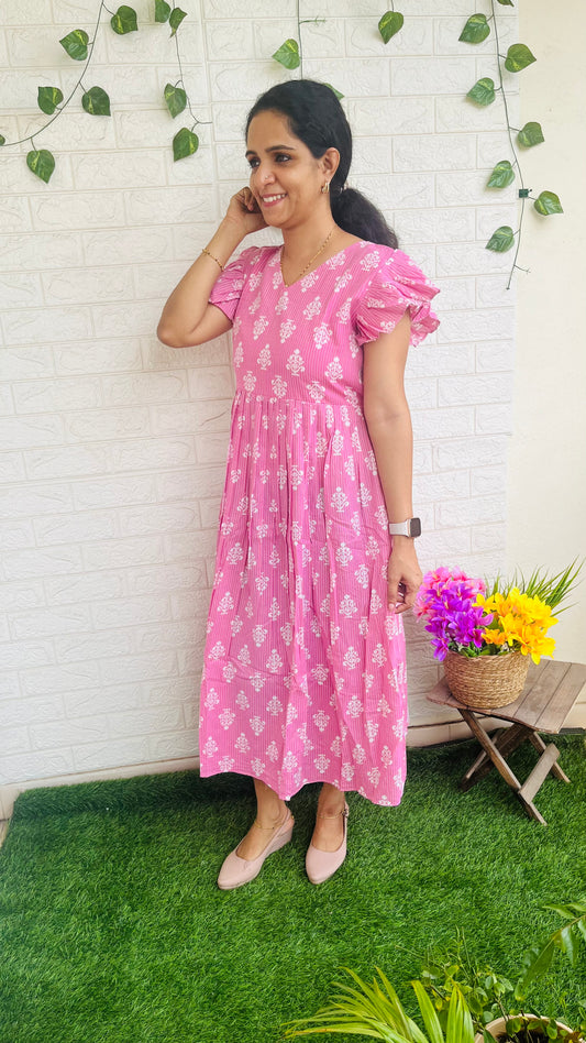 Kantha Cotton Frock with extra sleeves