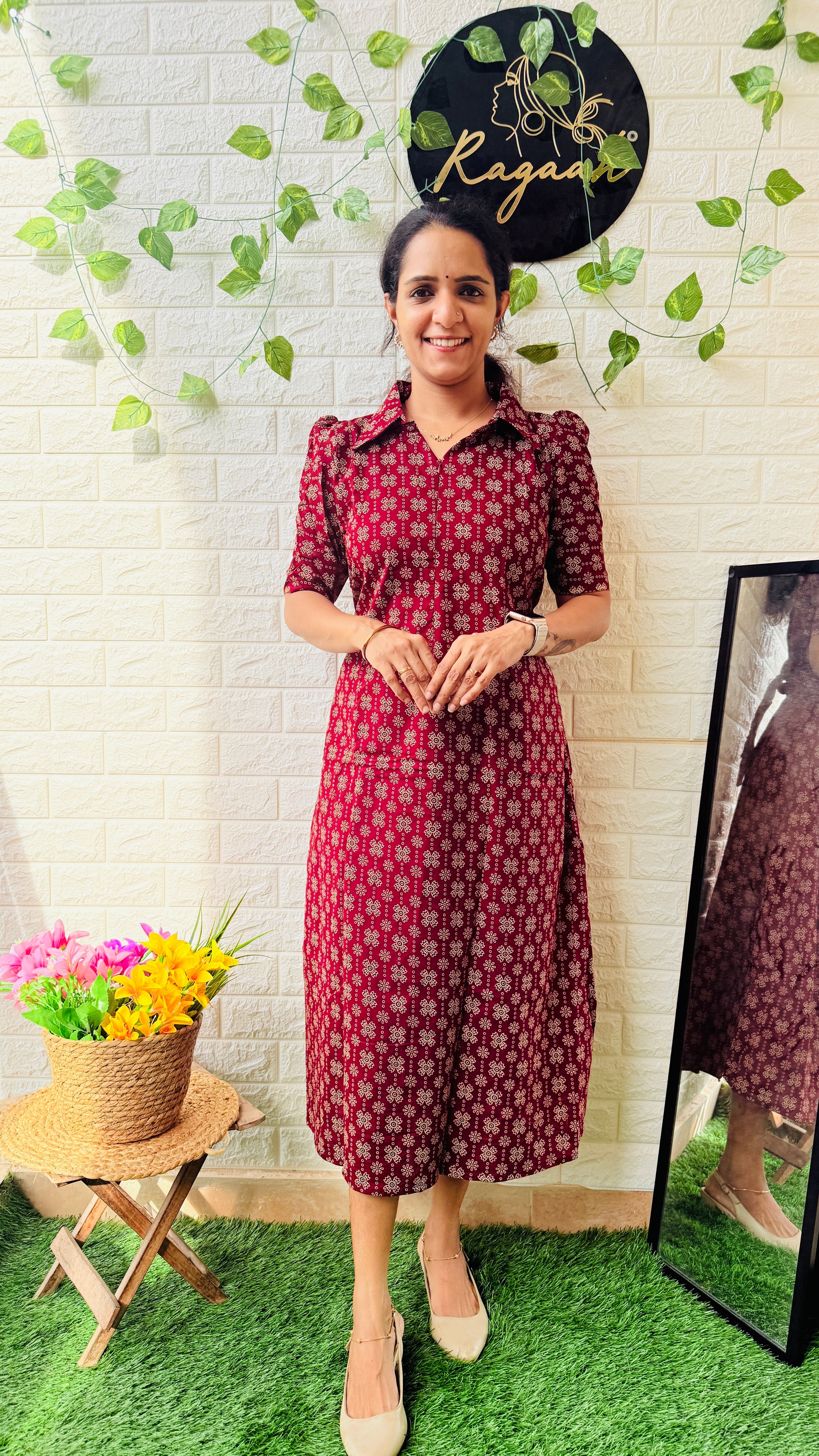 Feeding Ajrakh Cotton Frock RG945