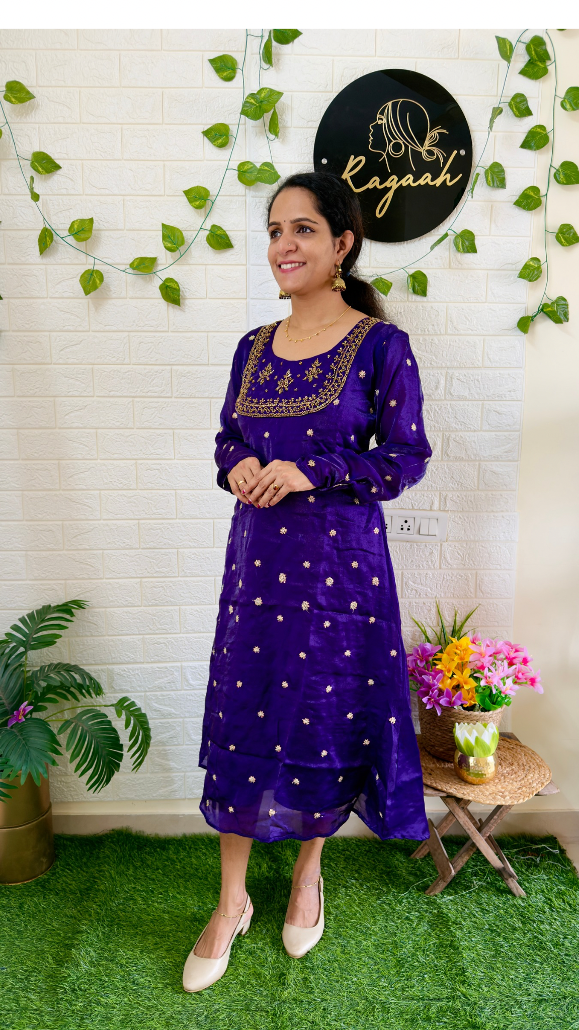 Fandy Fabric party wear Aline Kurti RG900 Violet