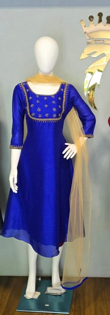 Party Wear Vijitra Silk Aline Kurti + Dupatta Set RG1011