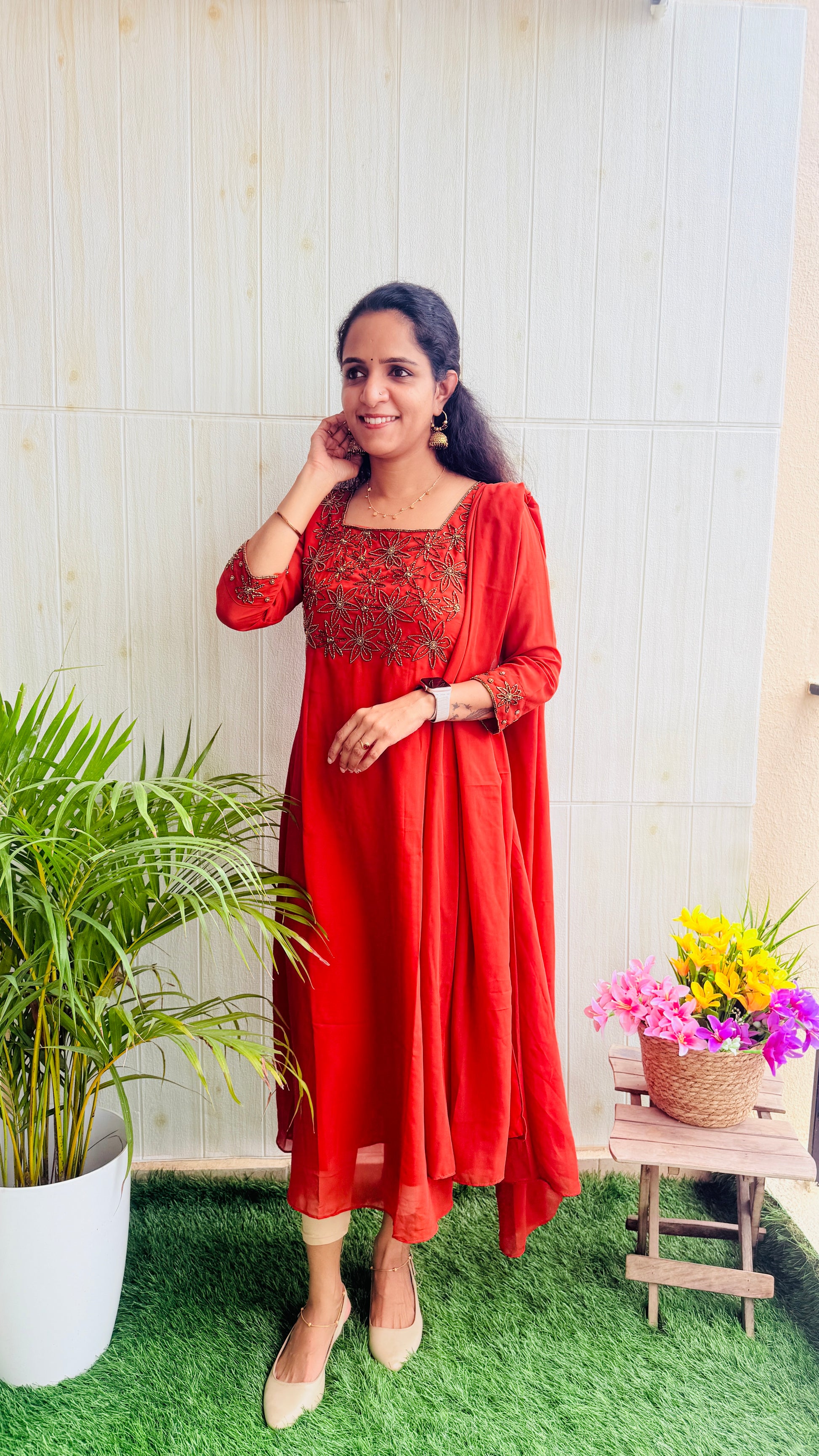 Party Wear Georgette Aline Kurti + Dupatta Set RG996