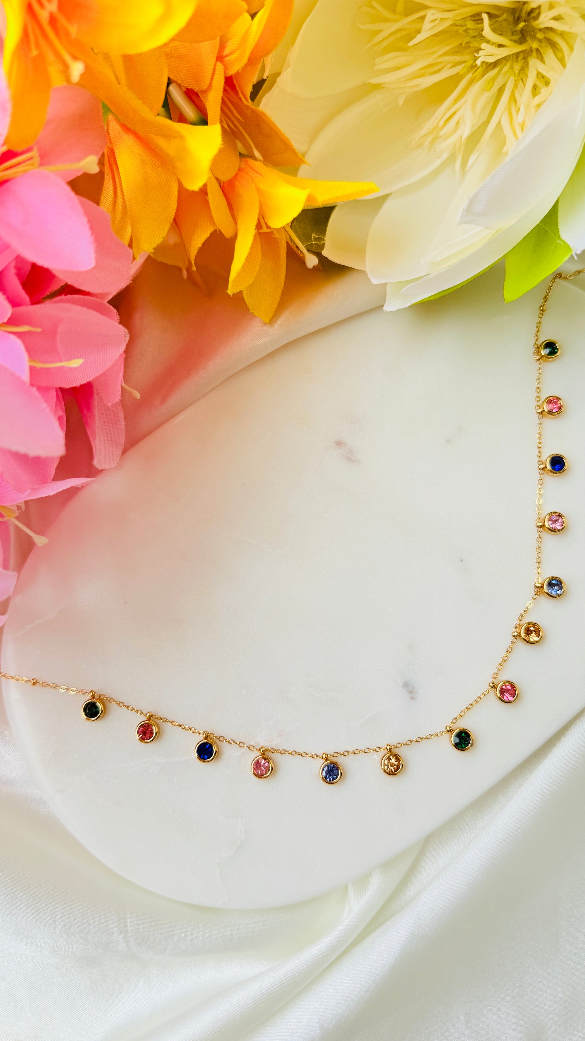 Rainbow Bubbles  Anti tarnish stainless steel neck Chain RJ173