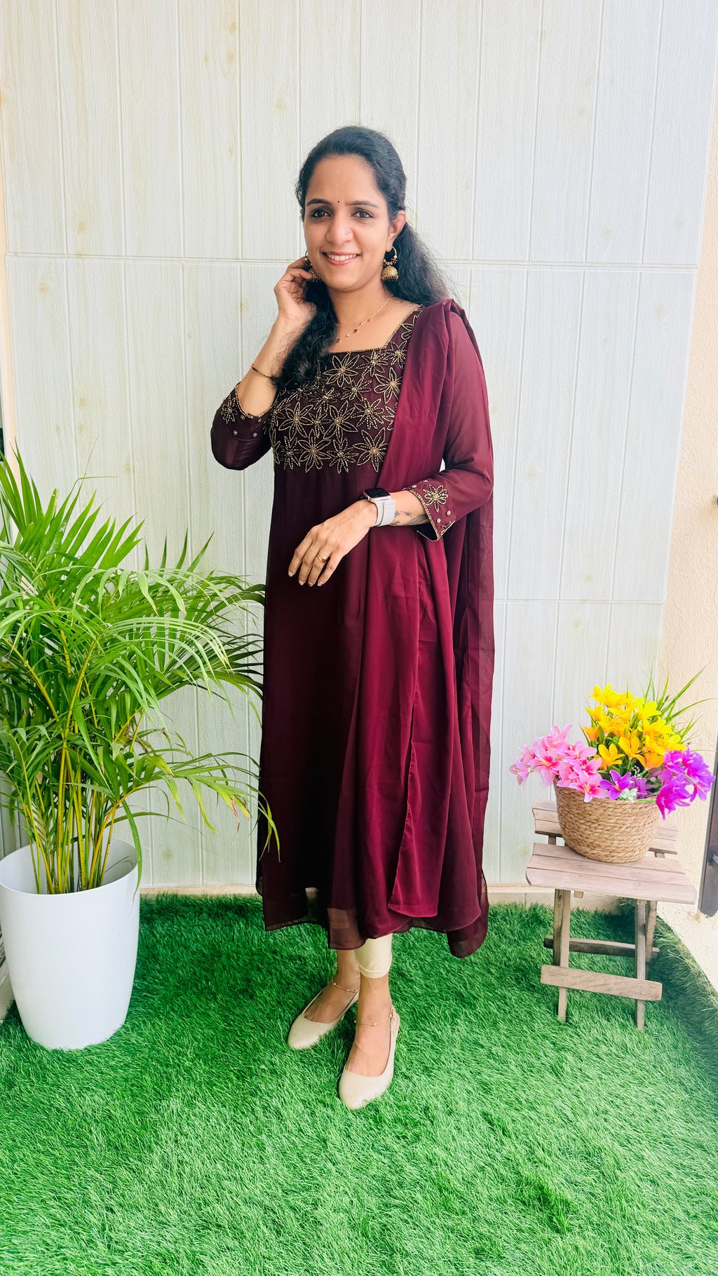 Party Wear Georgette Aline Kurti + Dupatta Set RG996