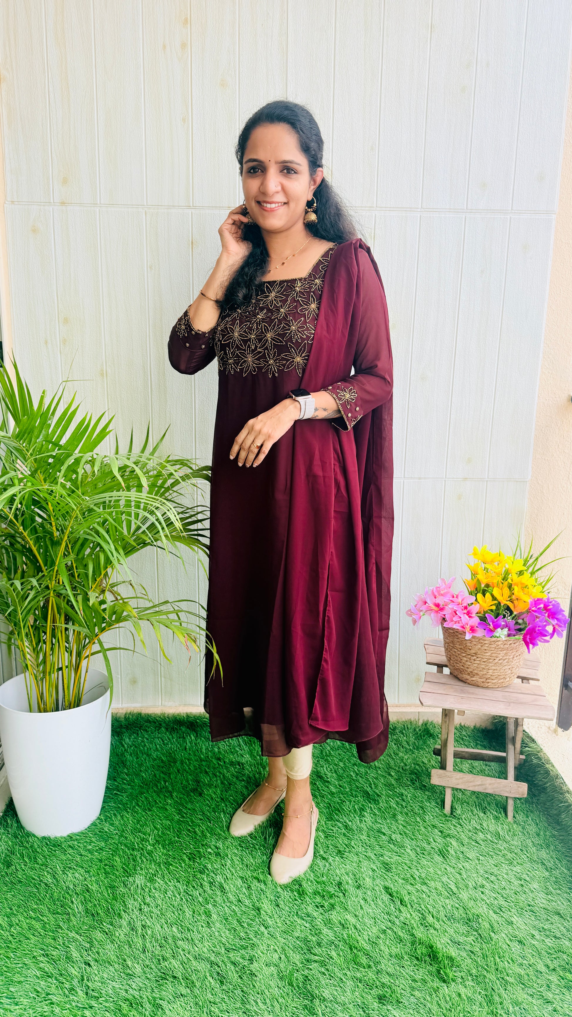 Party Wear Georgette Aline Kurti + Dupatta Set RG996