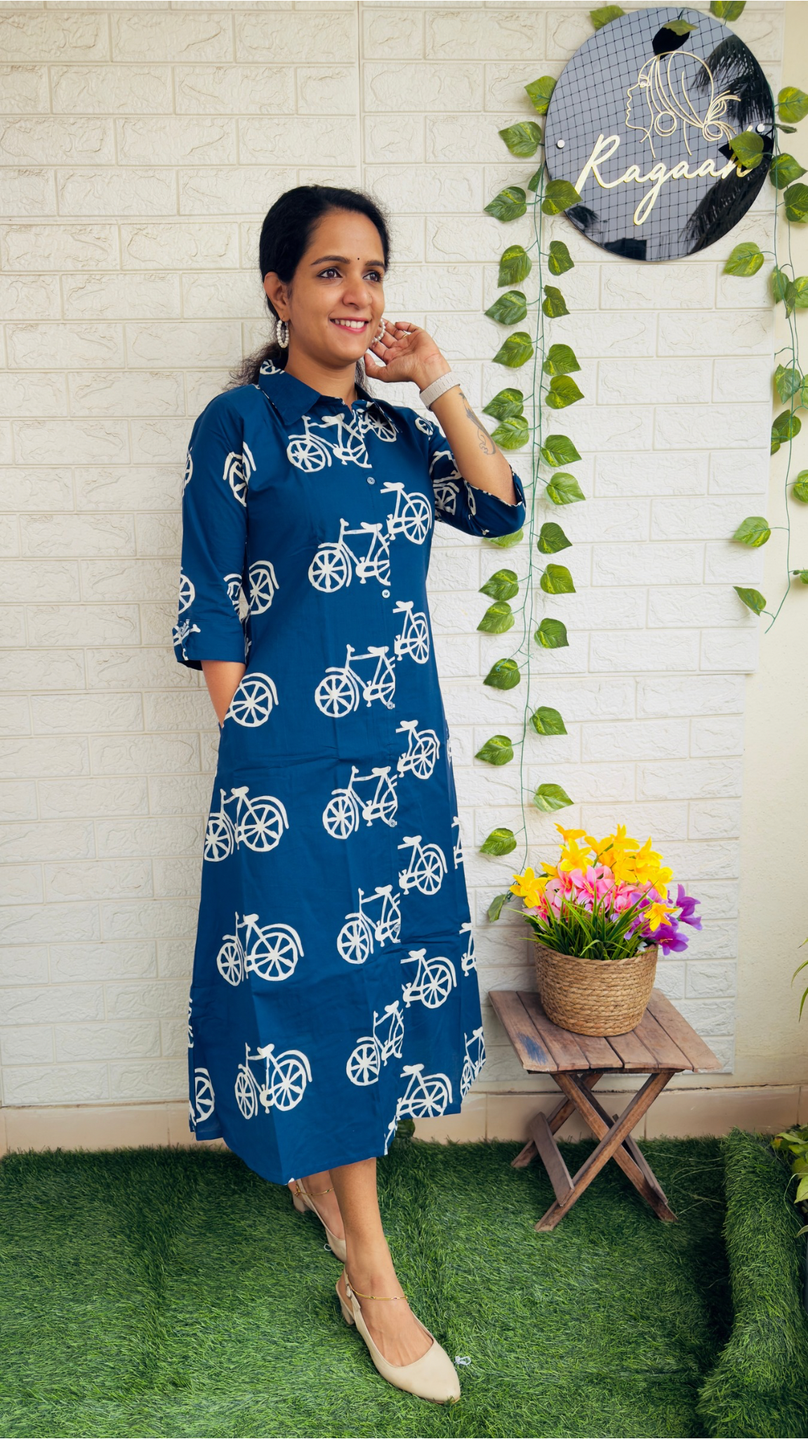 Cycle Cotton Shirt Dress Indigo Blue RG883