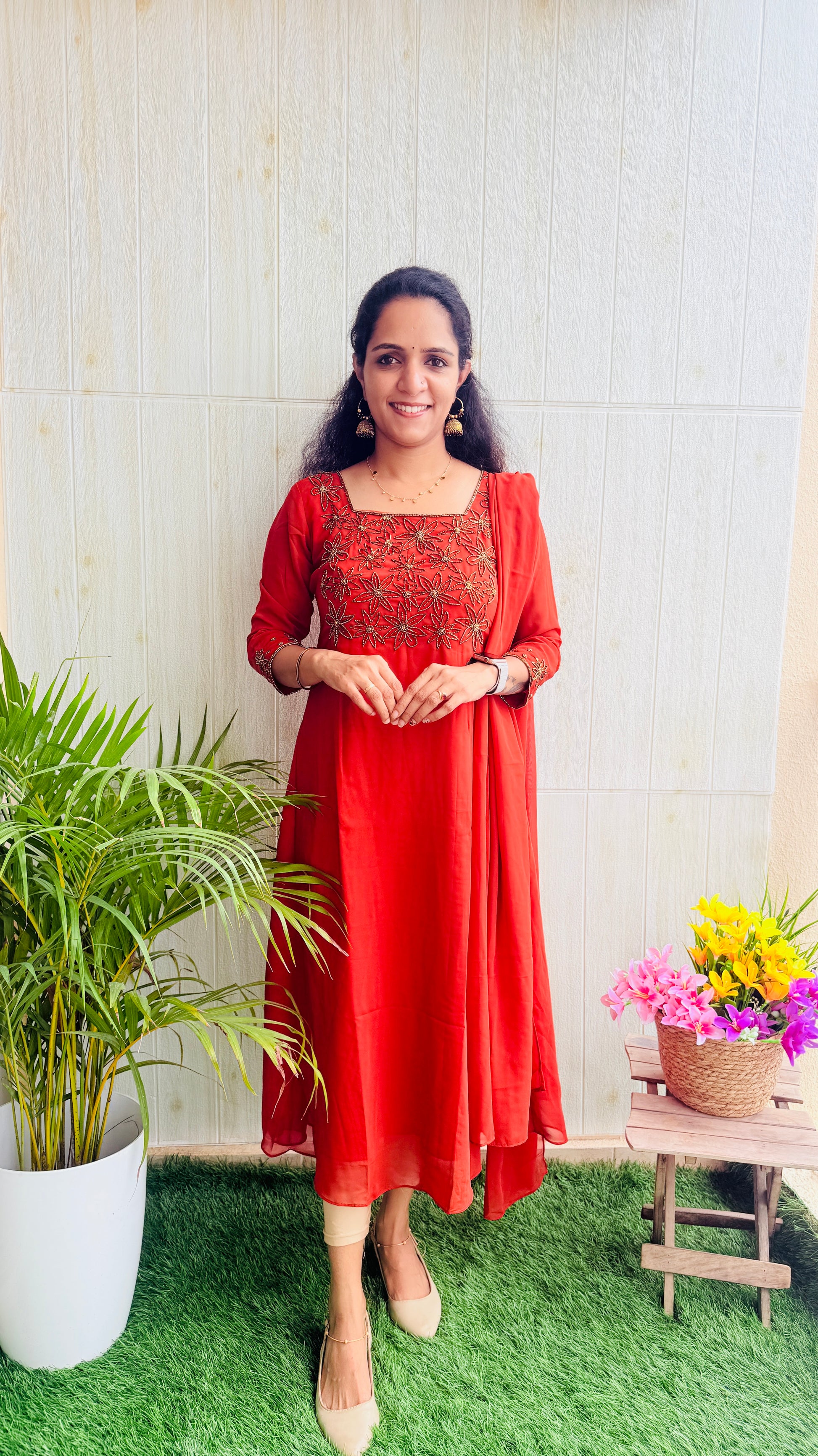 Party Wear Georgette Aline Kurti + Dupatta Set RG996