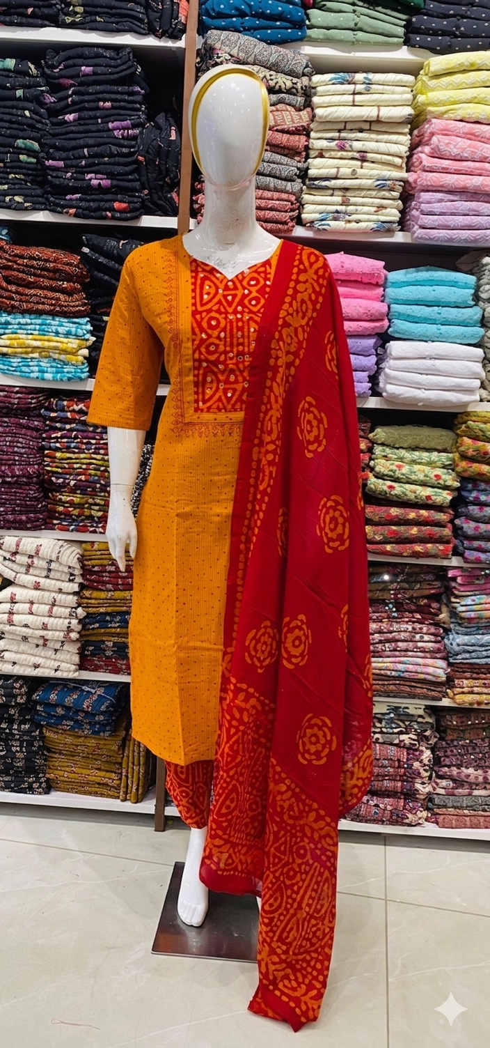 Kantha Cotton Stiched 3pc set RG467