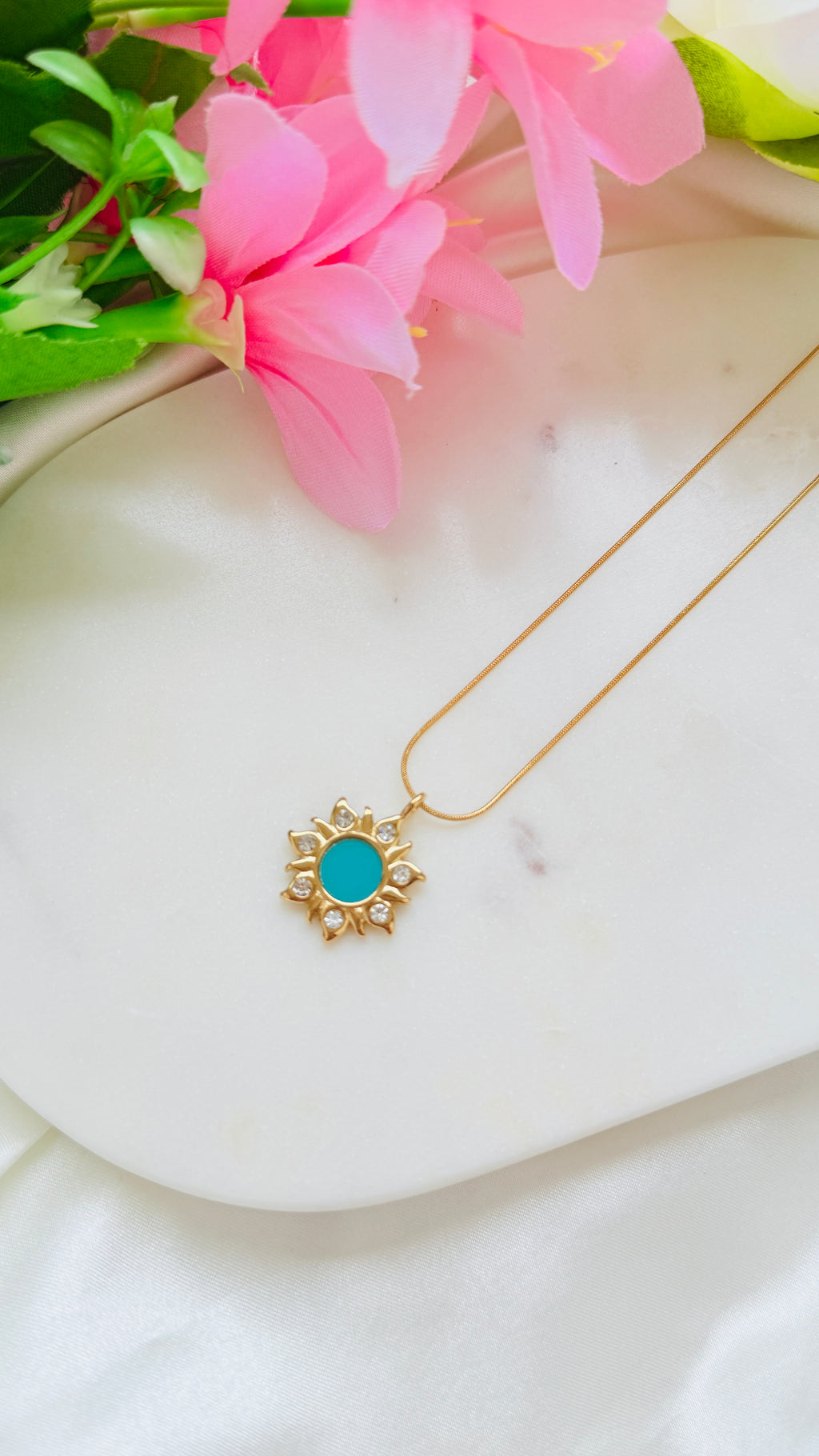 Sunflower Glam Antitarnish Neckchain RJ203