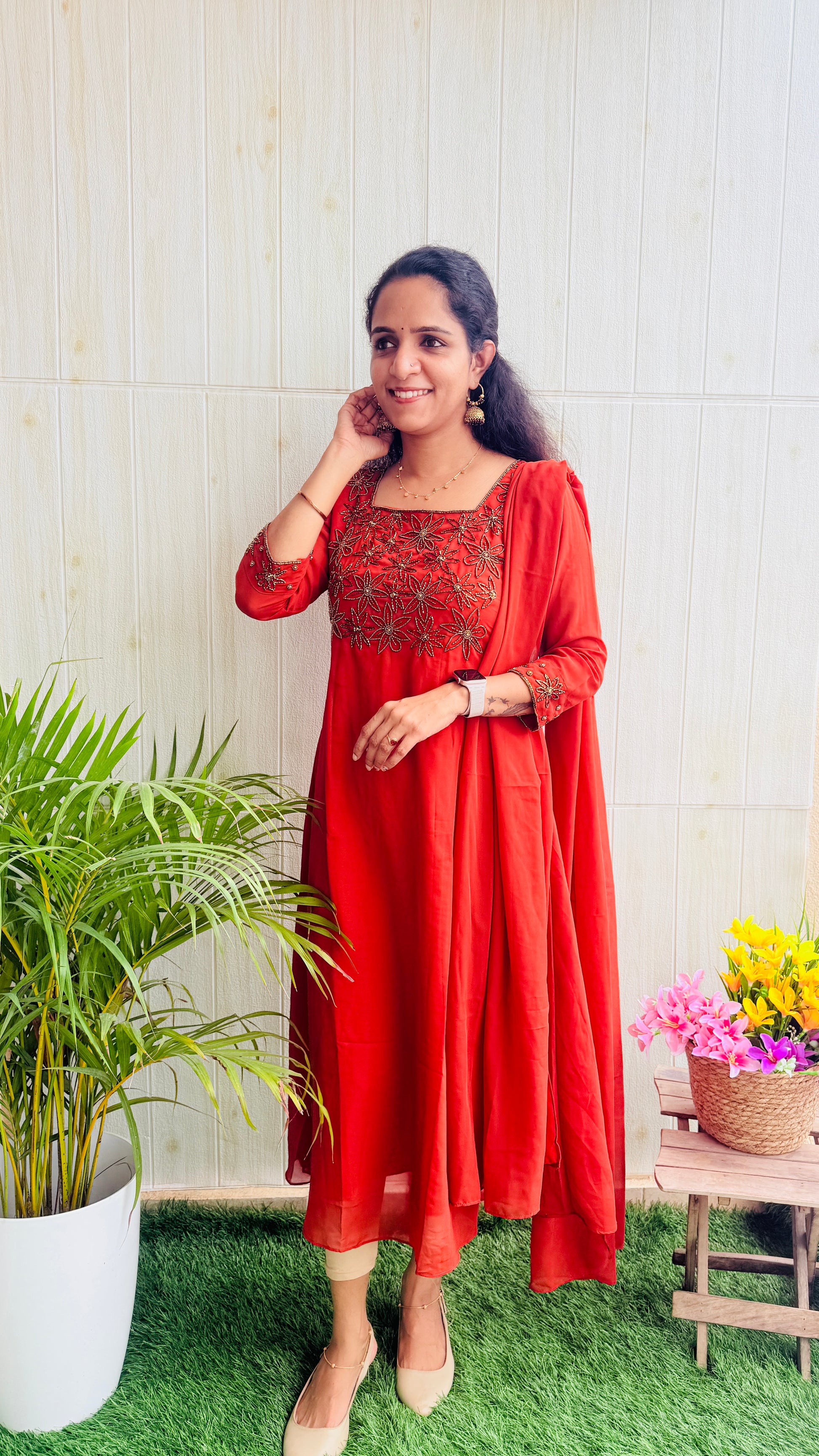 Party Wear Georgette Aline Kurti + Dupatta Set RG996