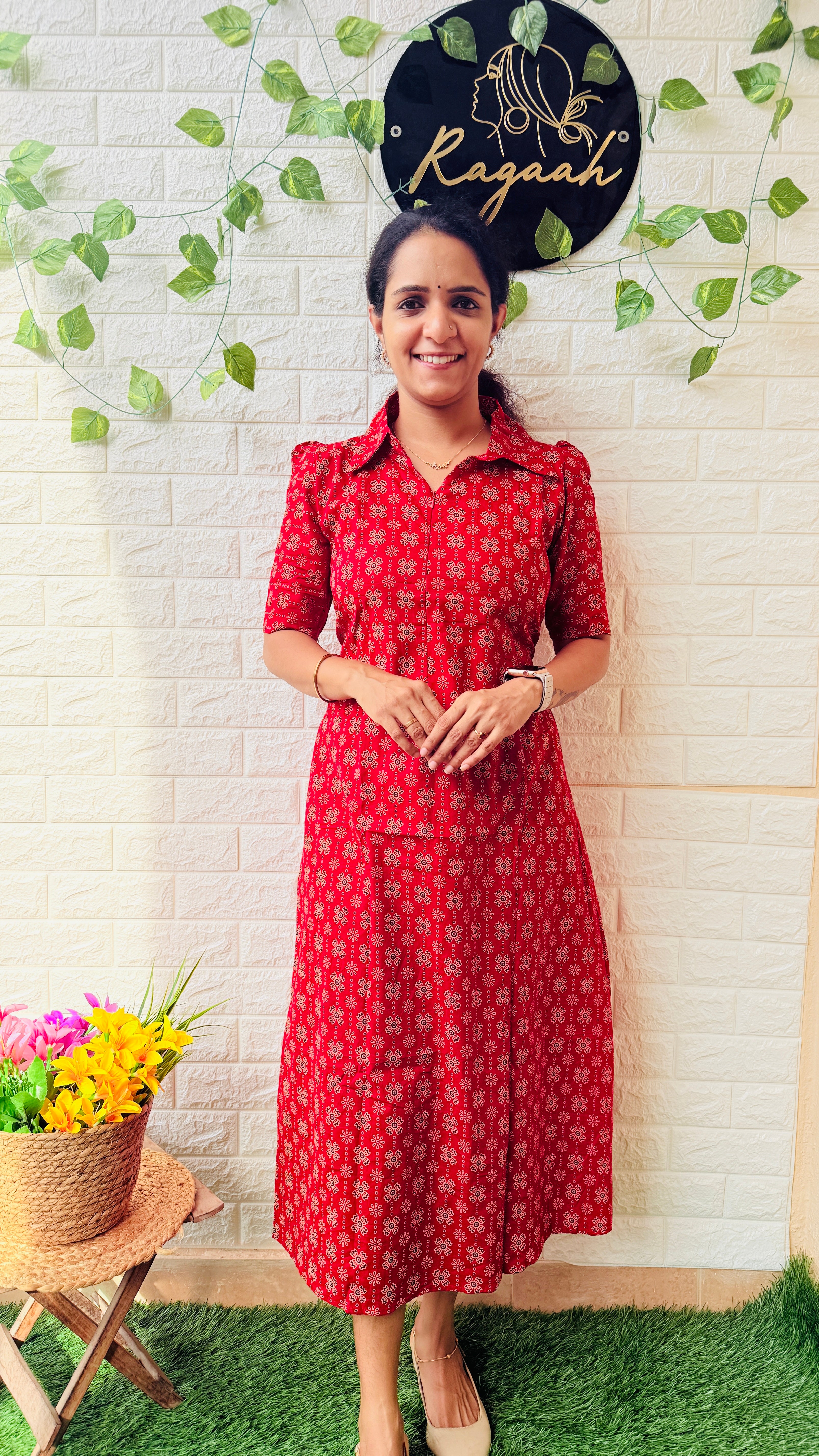 Feeding Ajrakh Cotton Frock RG945