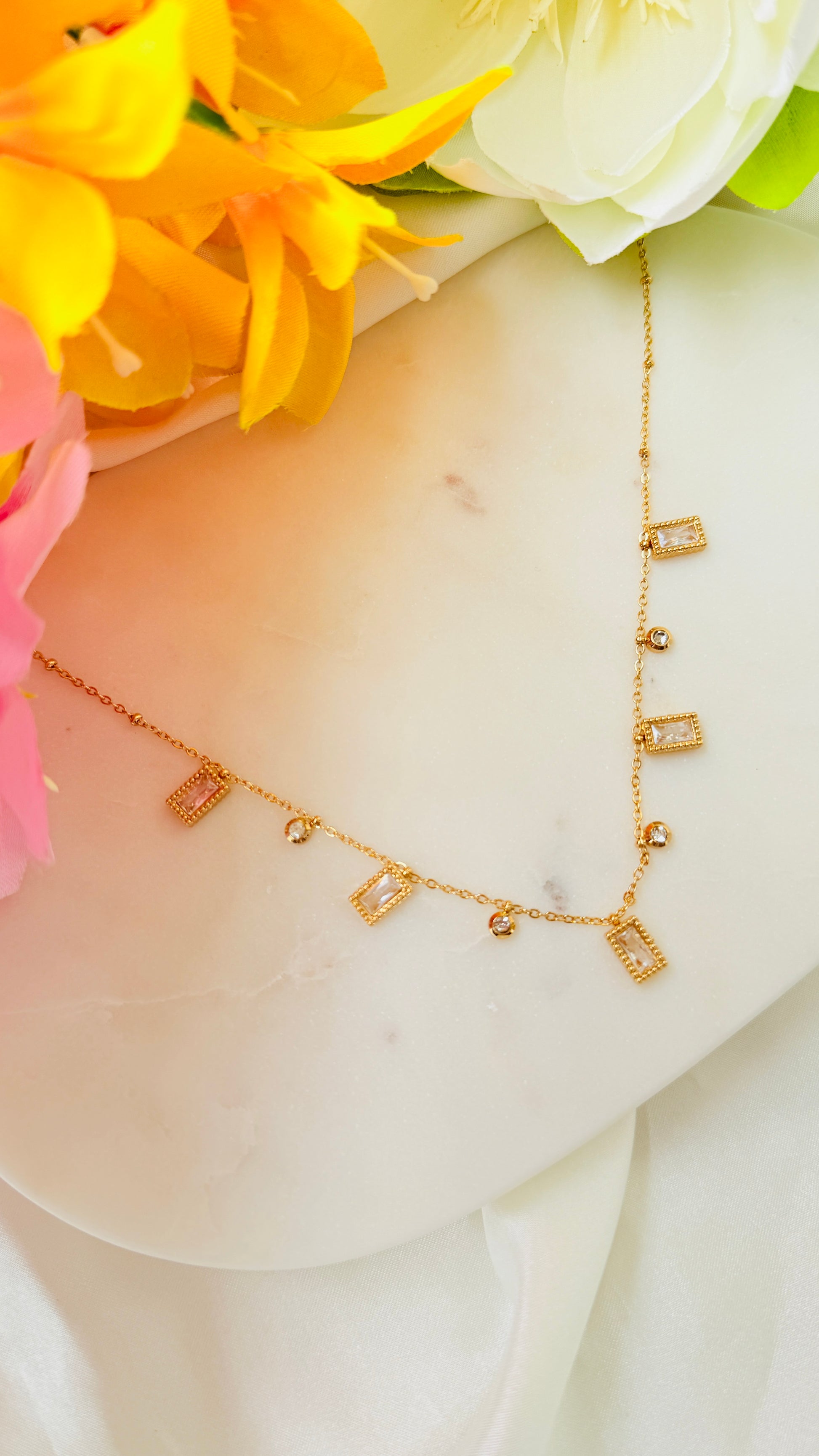 Milky Droplets Anti tarnish stainless steel neck Chain RJ171